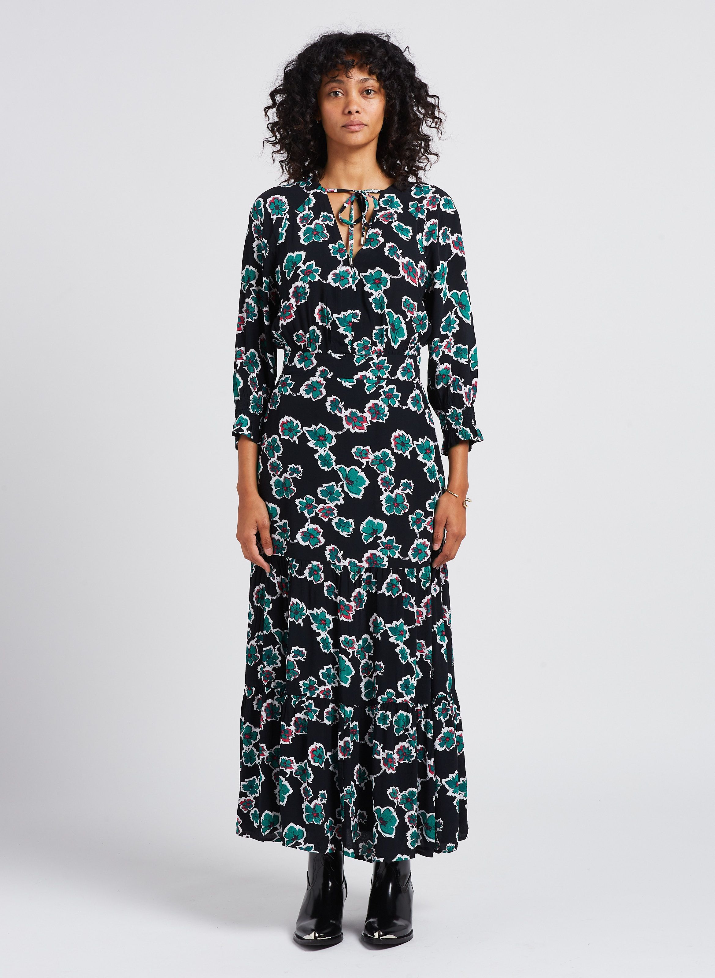 ROBE LONGUE COL V IMPRIM FLORAL IKKS pour FEMME Printemps