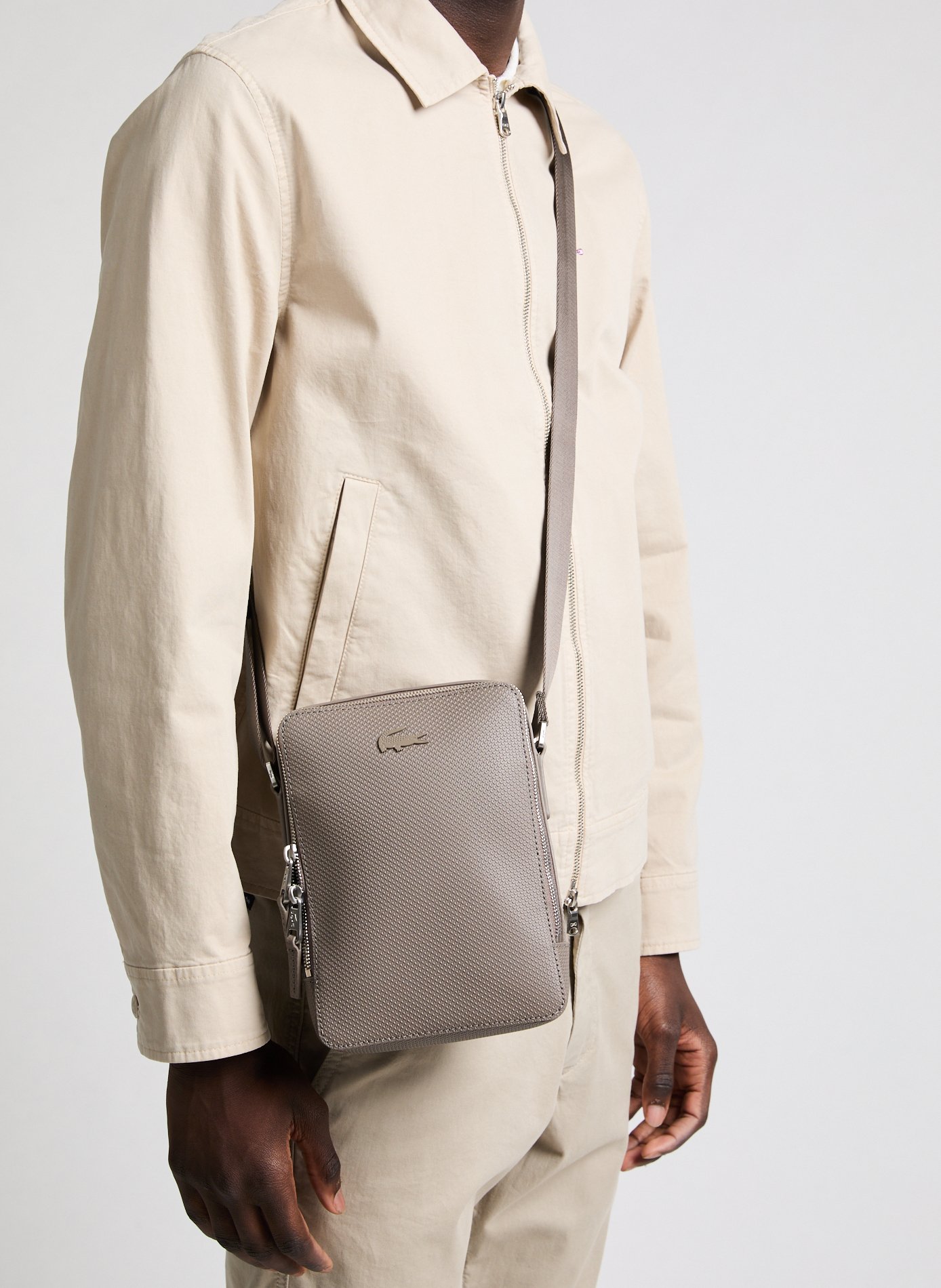 Sac à bandoulière en cuir LACOSTE Beige