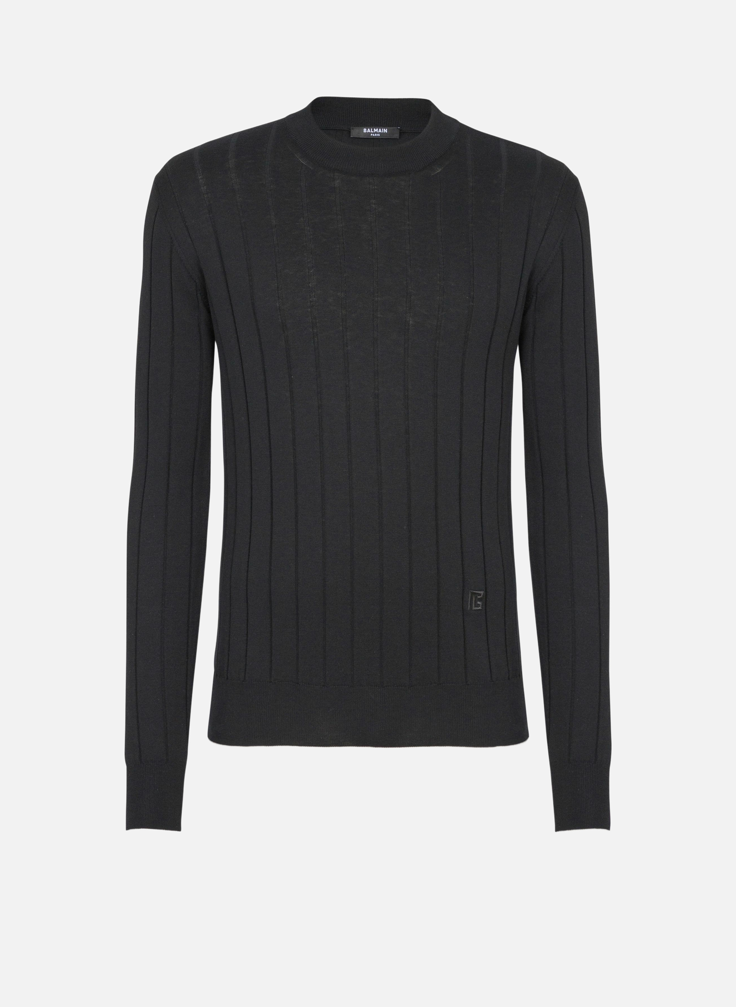 Pull pb en maille de coton et soie BALMAIN Noir