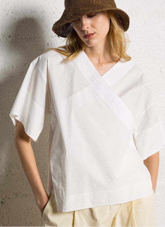 Blouse asymétrique en popeline de coton eager Blanc by SOEUR SOEUR Blouse asymétrique en popeline de coton eager Blanc