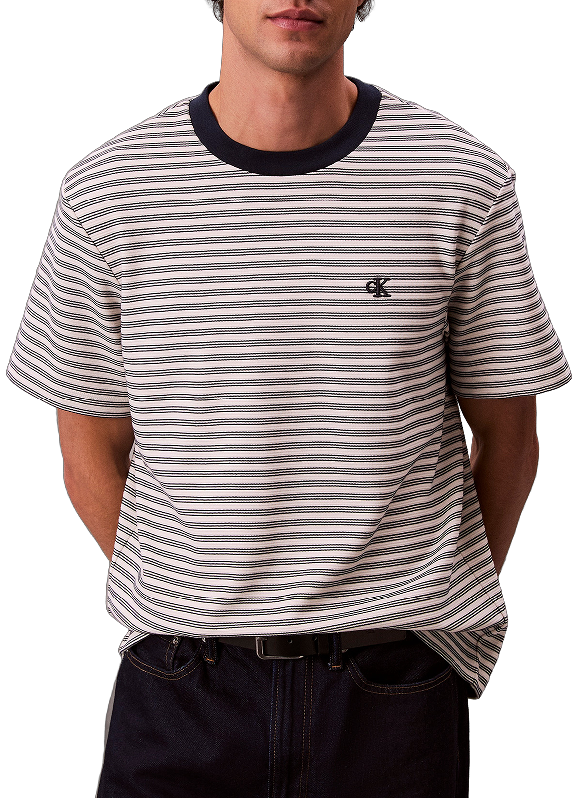 CALVIN KLEIN Striped T-shirt Beige