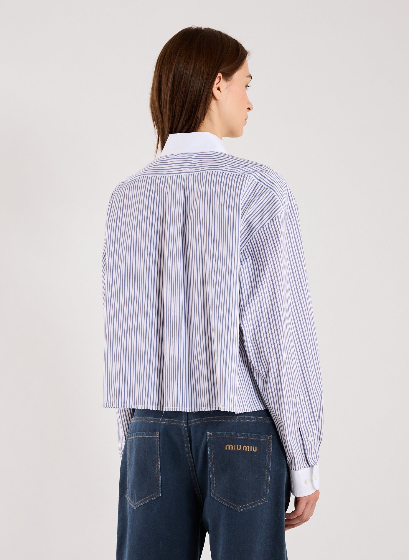 Cropped cotton shirt MIU MIU Multicolour
