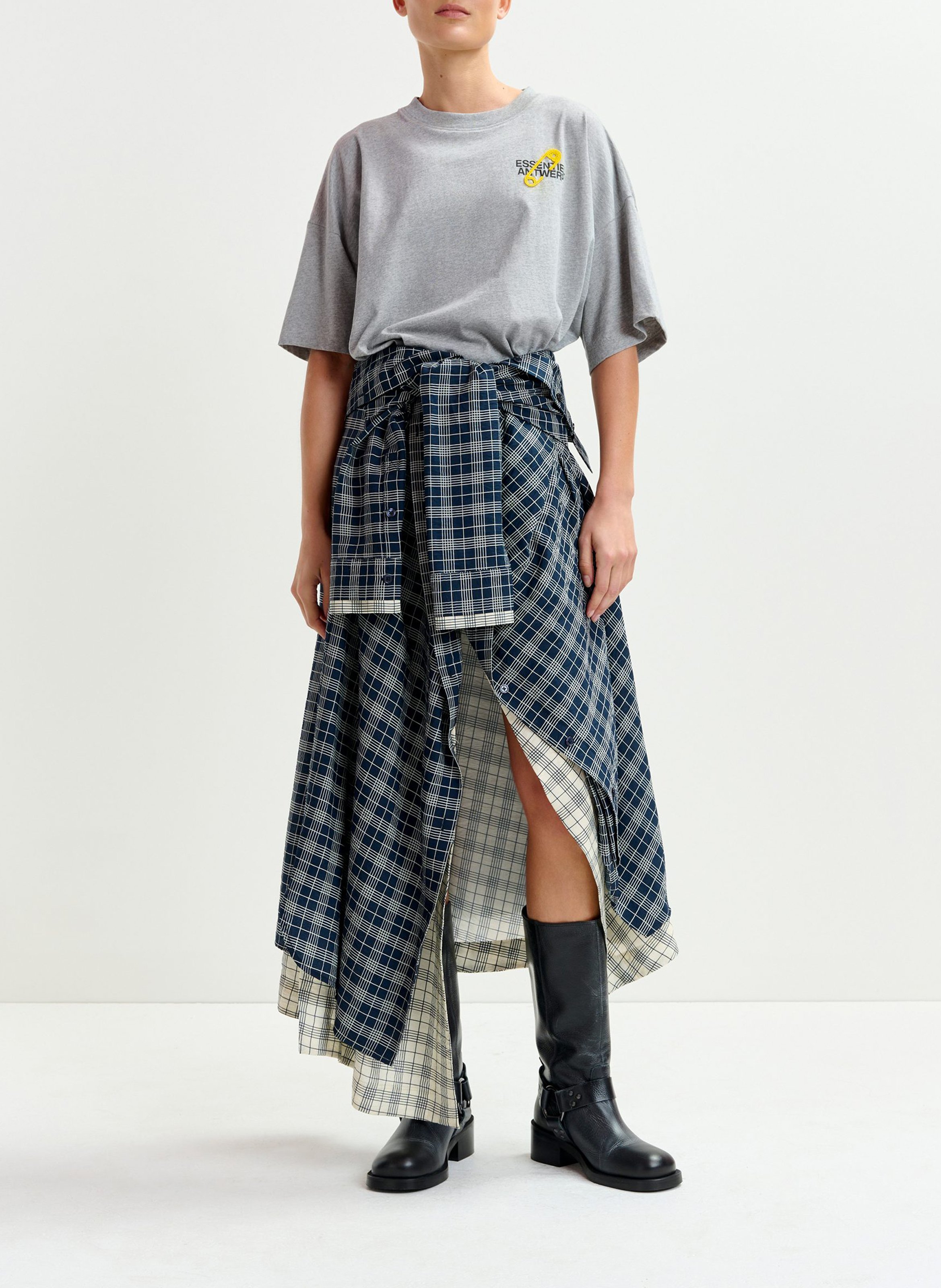 Tee-shirt col rond en coton bio ipin ESSENTIEL ANTWERP Gris