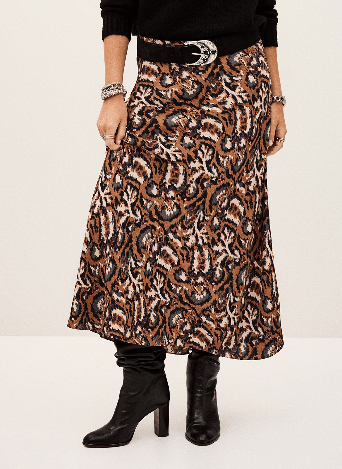 Jupe midi impimée onintia BA&SH Orange