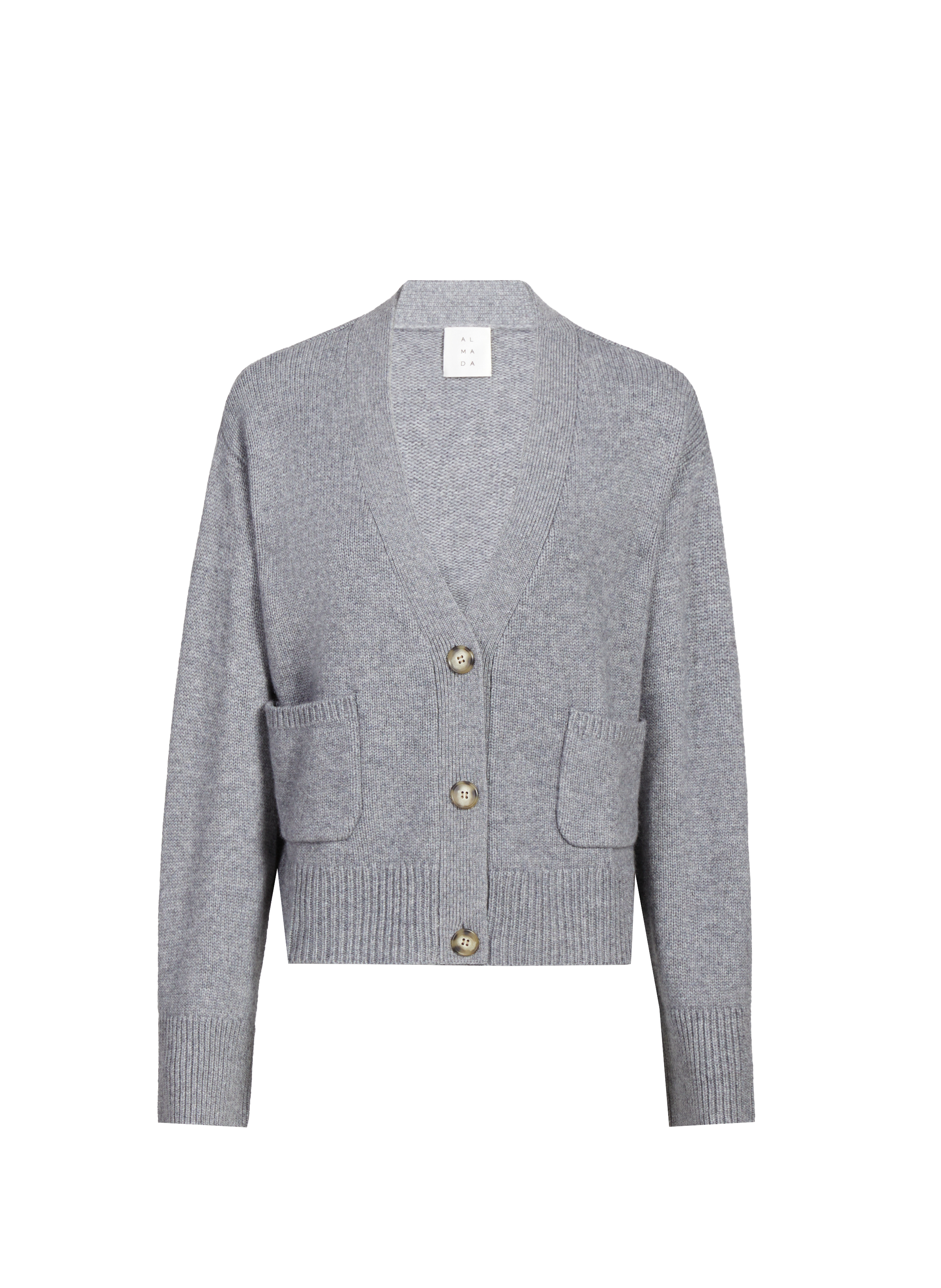 ALMADA V-neck wool and cashmere Beja cardigan Grey