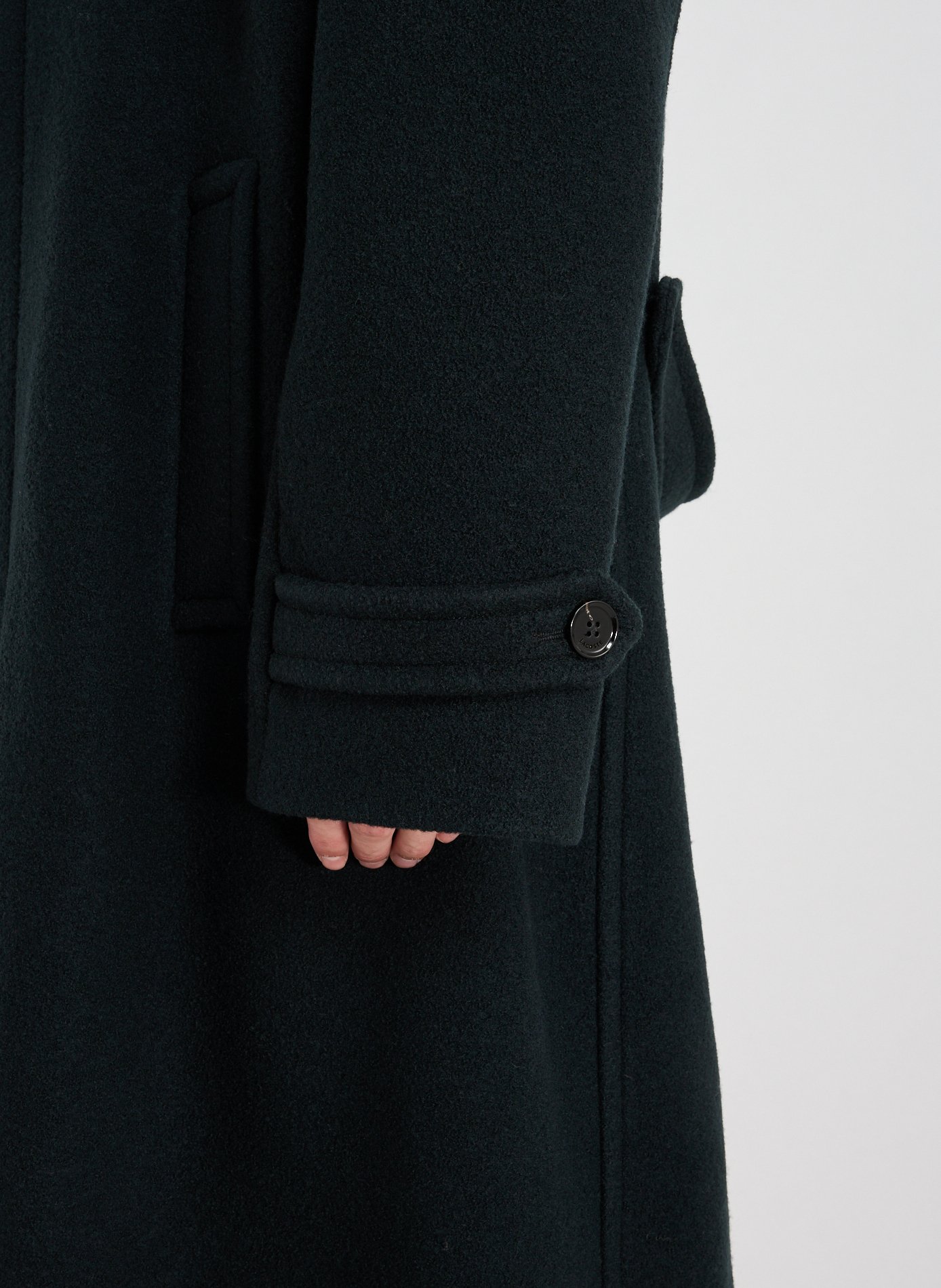 Wool cocoon coat with tailored collar LACOSTE Green