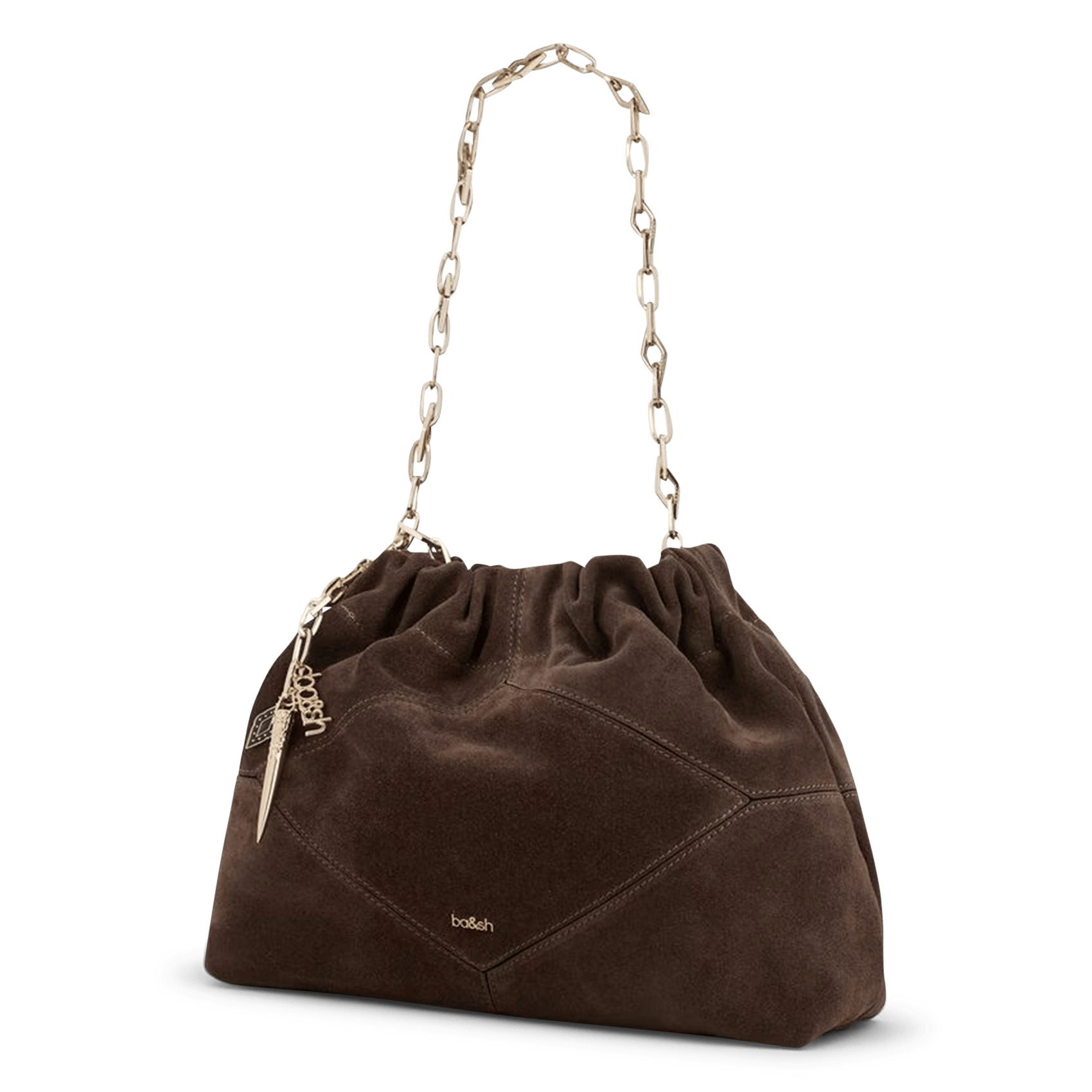 Sac porté épaule en cuir mini june tote BA&SH Marron