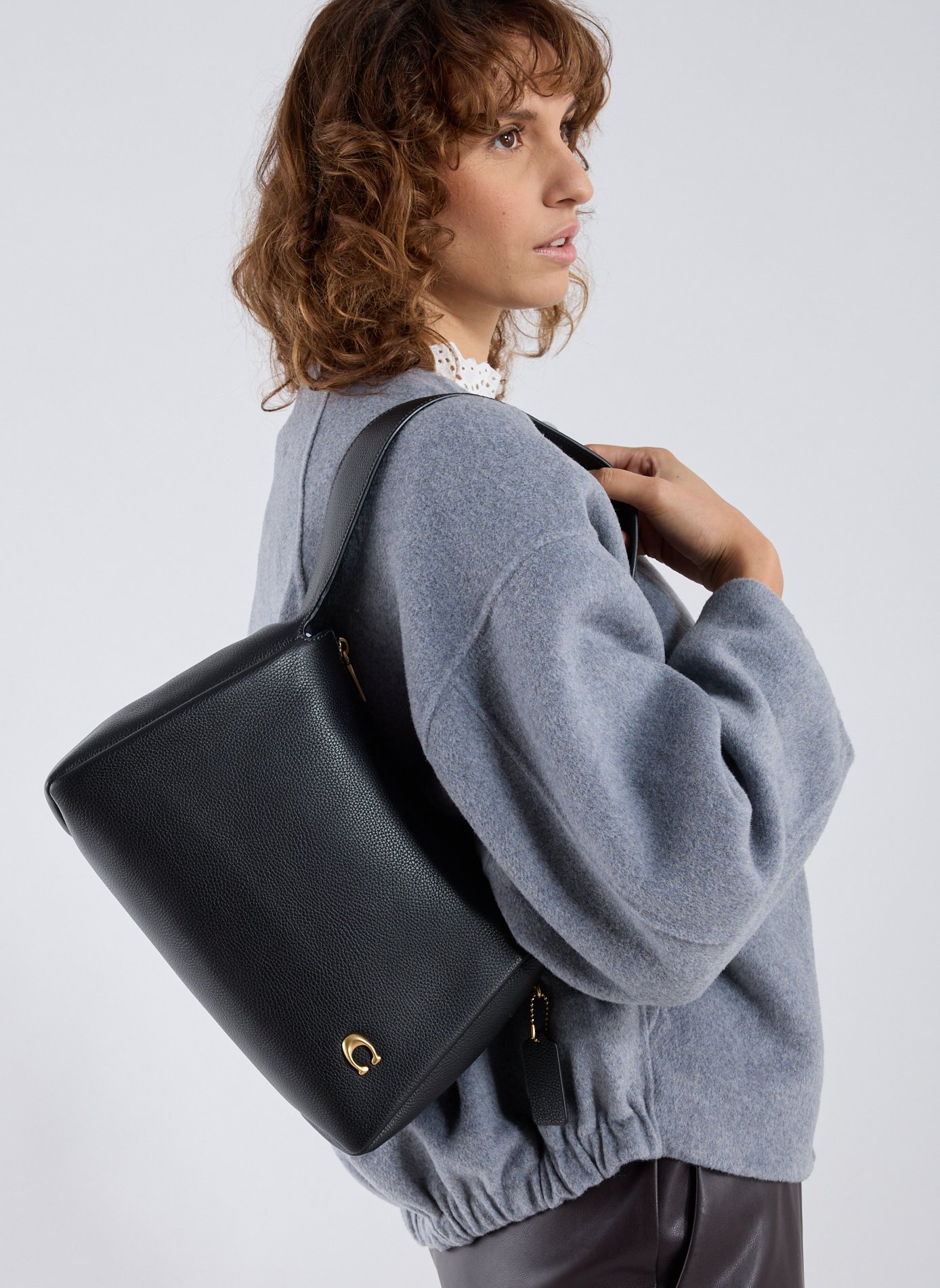 Leather shoulder bag COACH Black