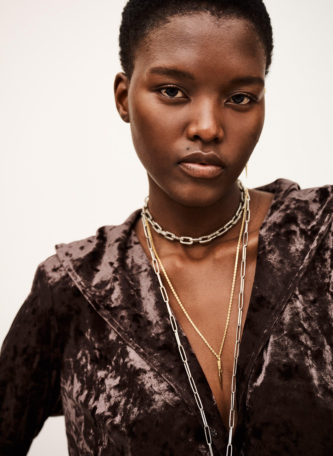 Body à capuche en velours imprimé laia BA&SH Noir