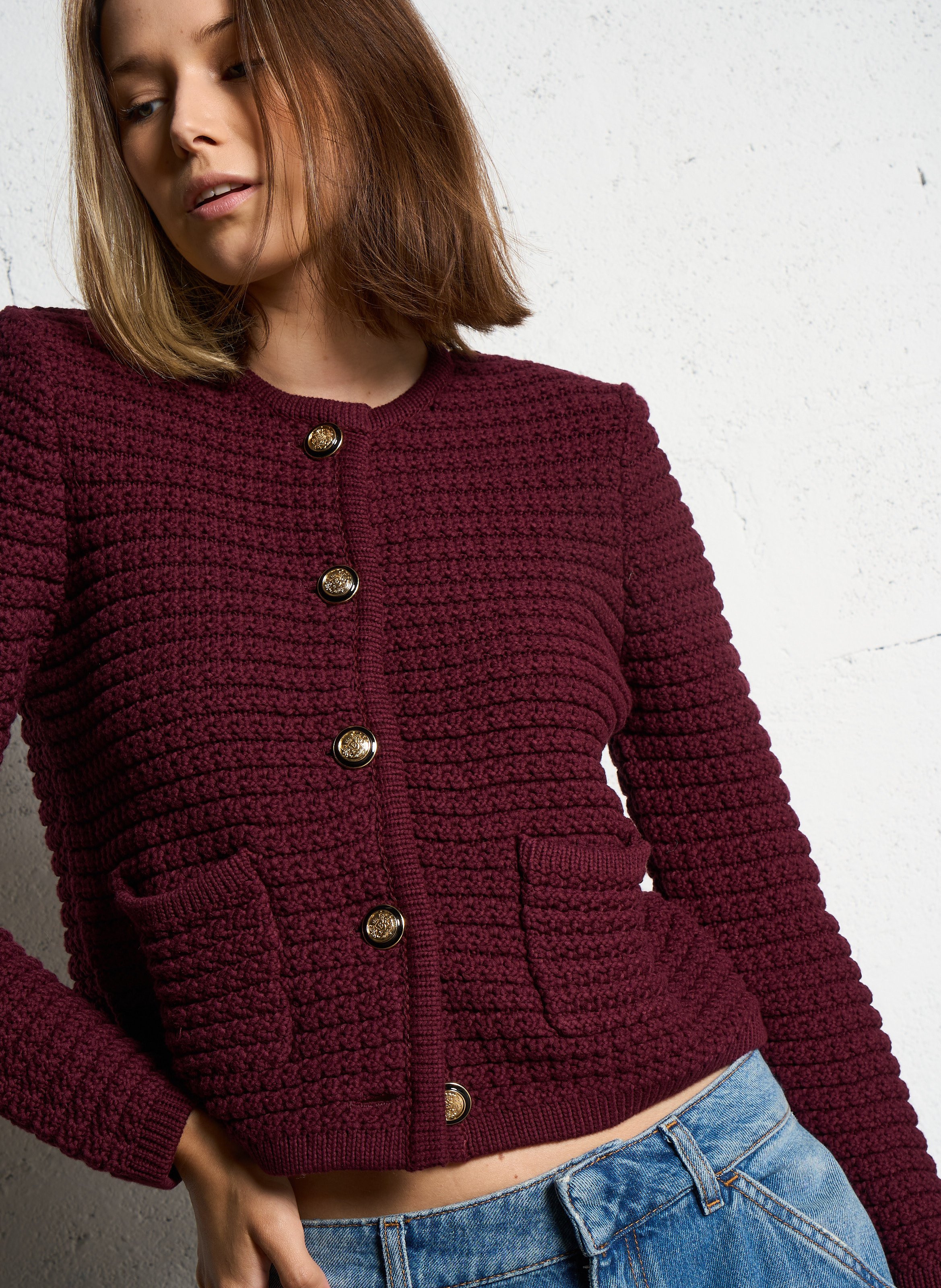 Gilet manches longues en coton mélangé gaspard BA&SH Violet