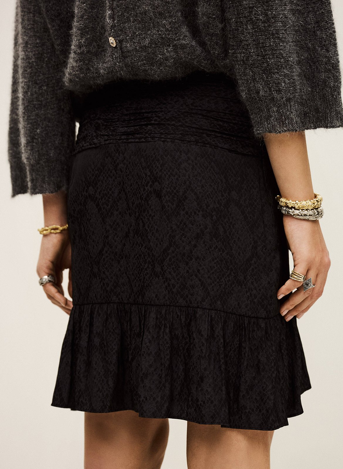 Jupe courte imprimée rino BA&SH Noir