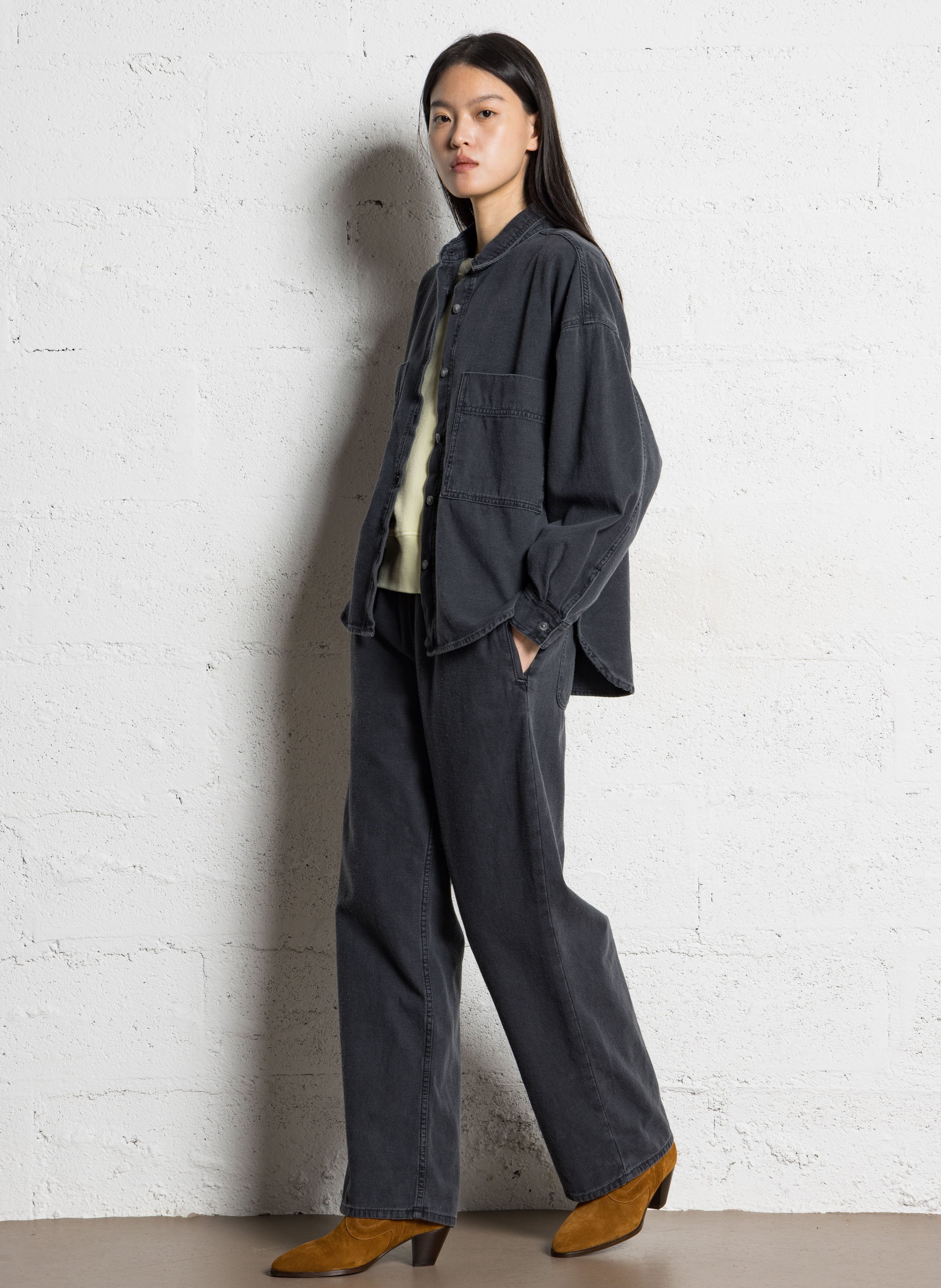 Pantalon droit en coton Jazy AMERICAN VINTAGE Noir