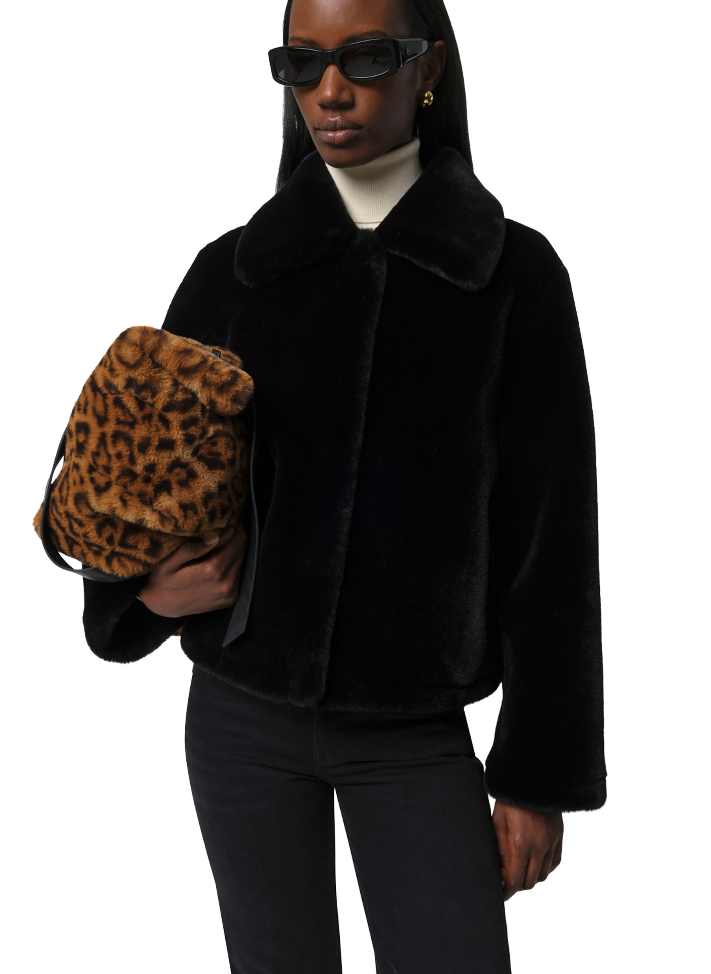 Coat with classic fur collar APPARIS Black