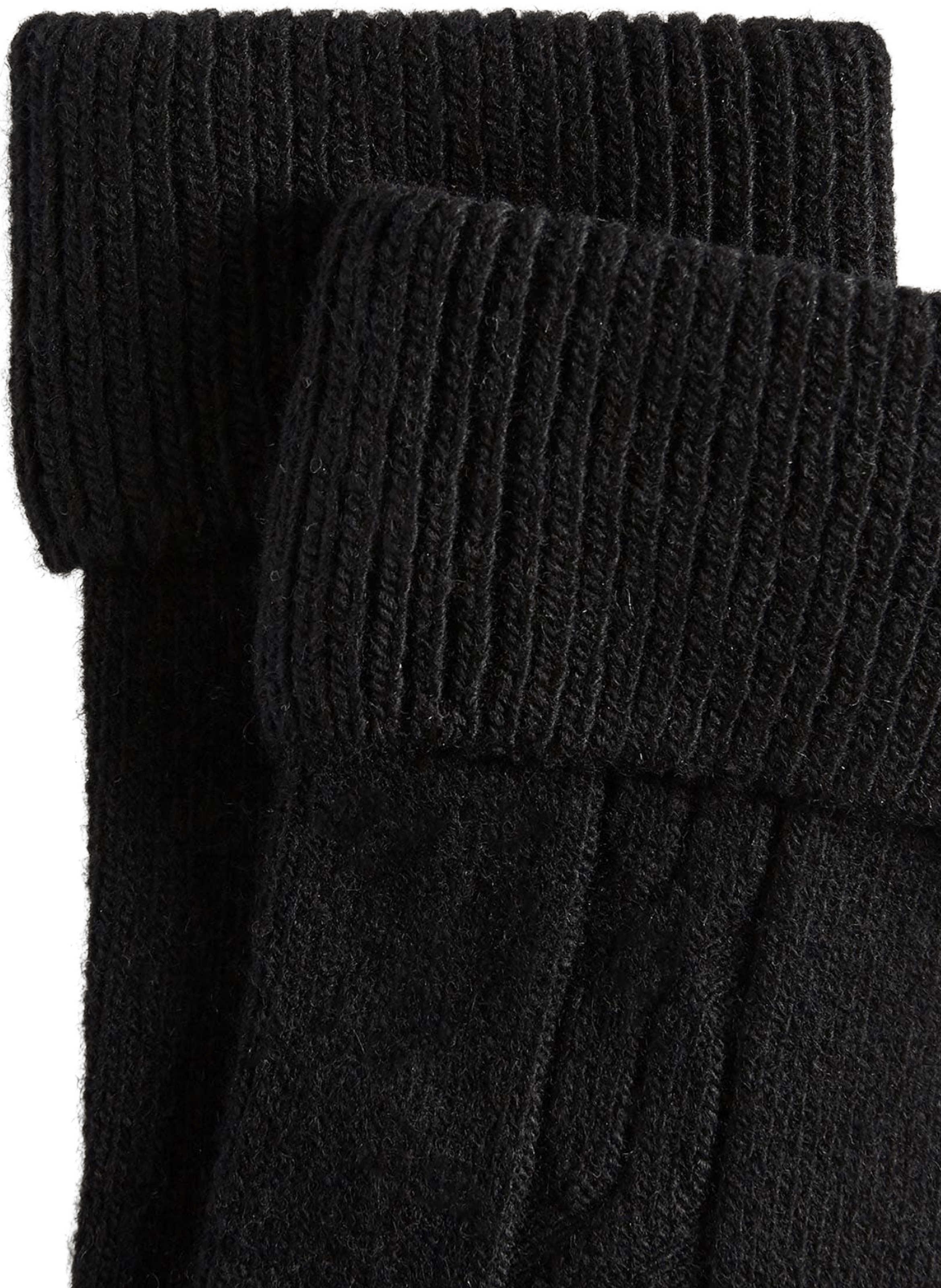 Mid-calf socks with mixed wool and cashmere cuff LE BOURGET Black