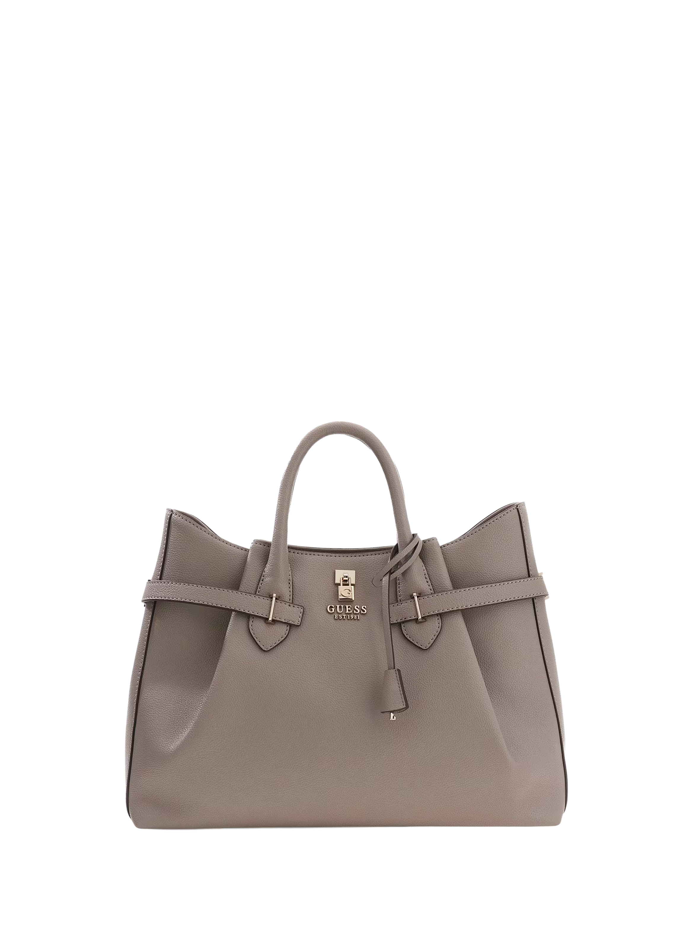 Large faux leather handbag GUESS Beige