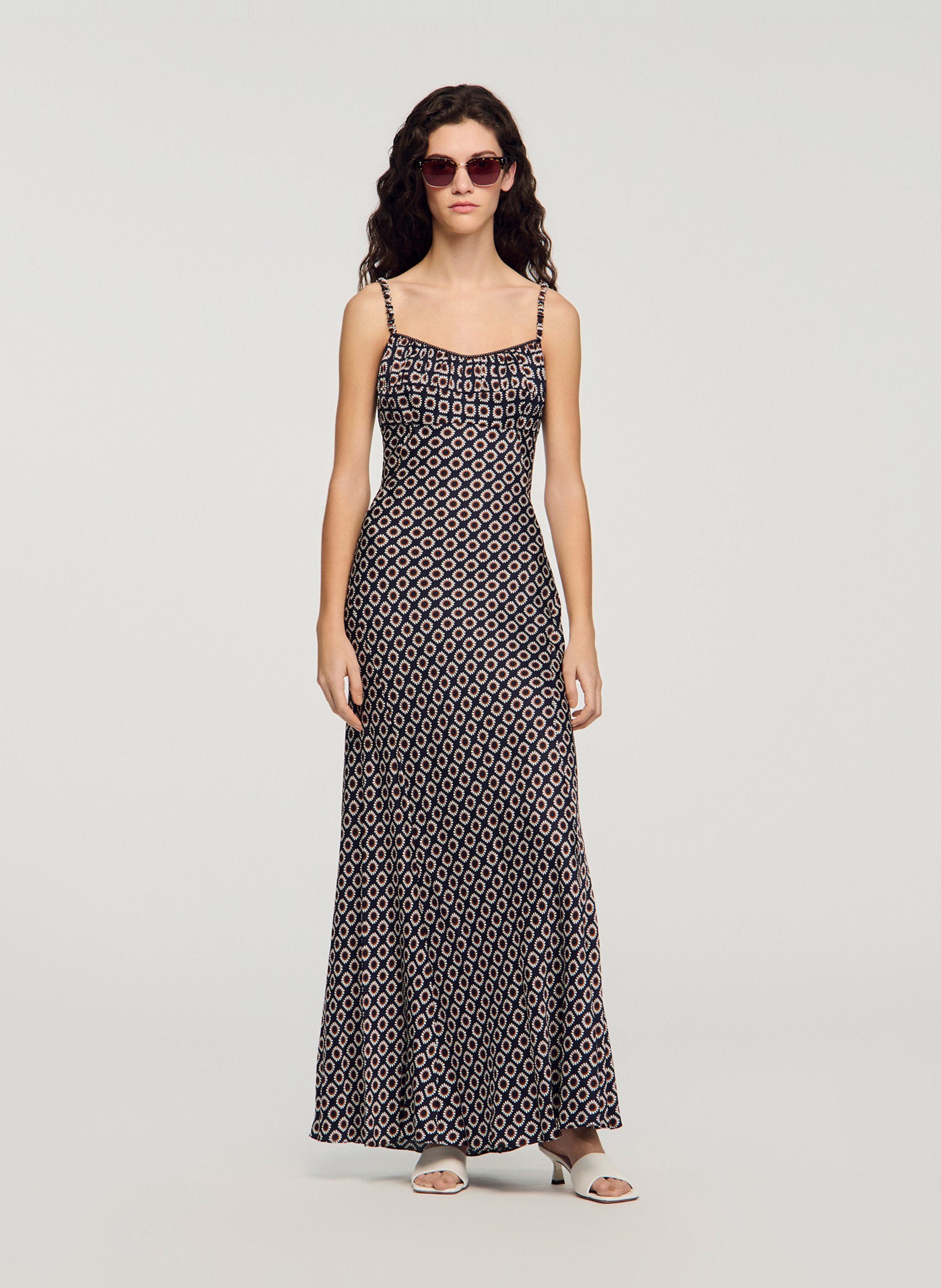 Robe longue imprimée esprit lingerie SANDRO Bleu