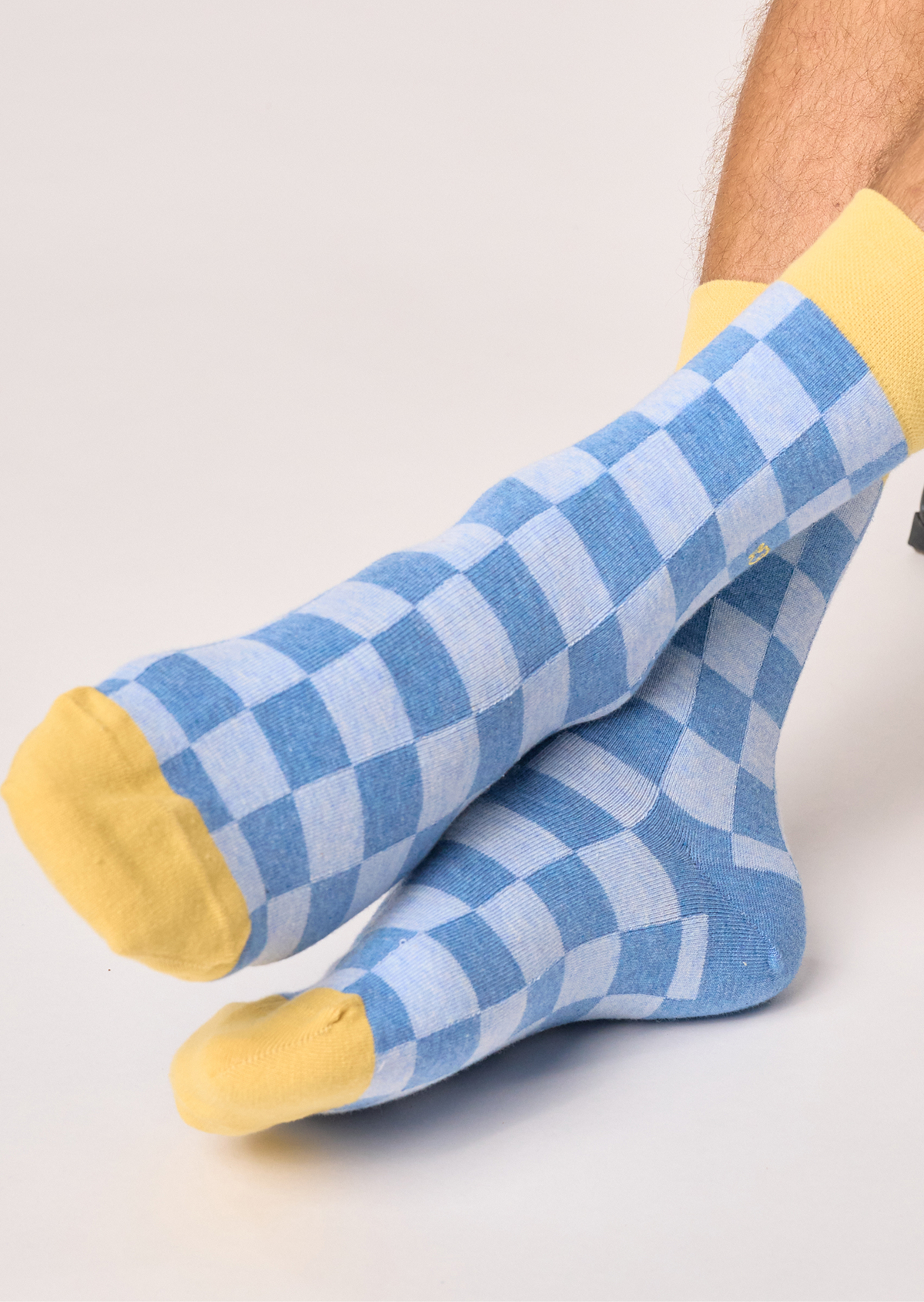 Chaussettes en coton peigné carreaux BILLYBELT Bleu