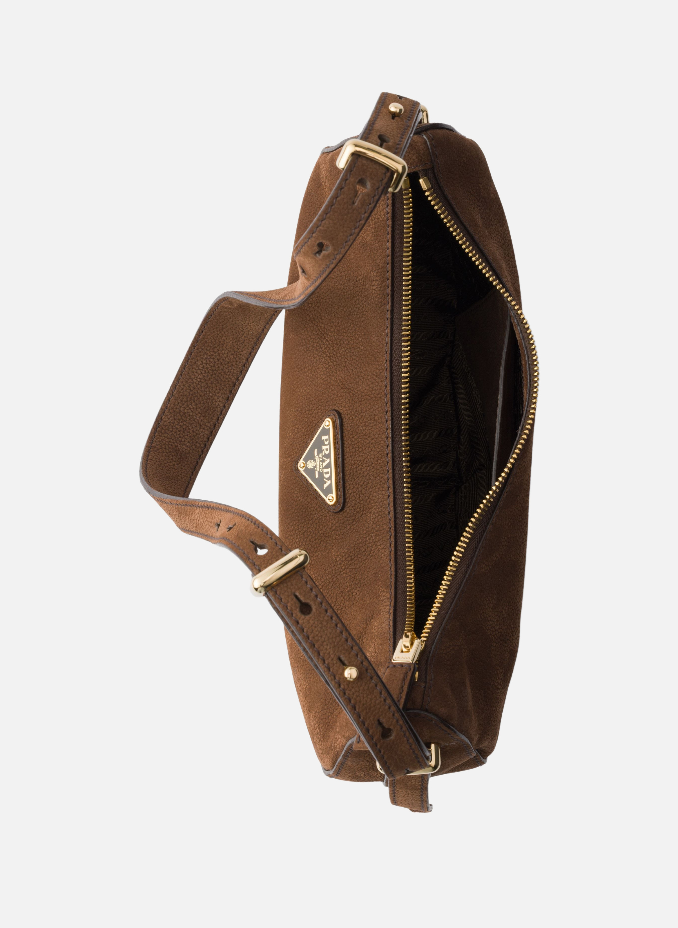 Petit sac prada arqué en cuir nubuck PRADA Marron