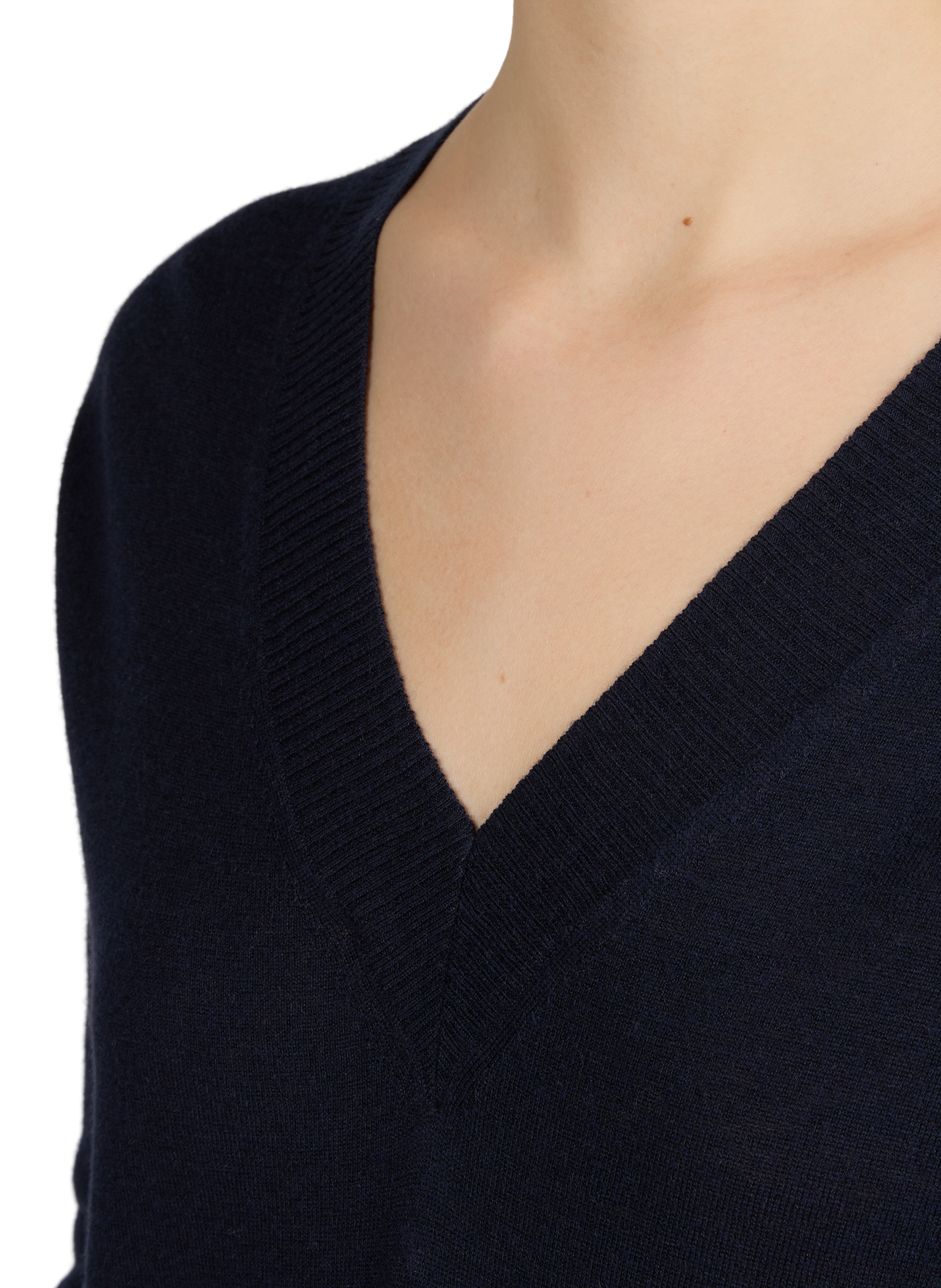 Pull col V en laine et cachemire MAX MARA WEEK END Bleu