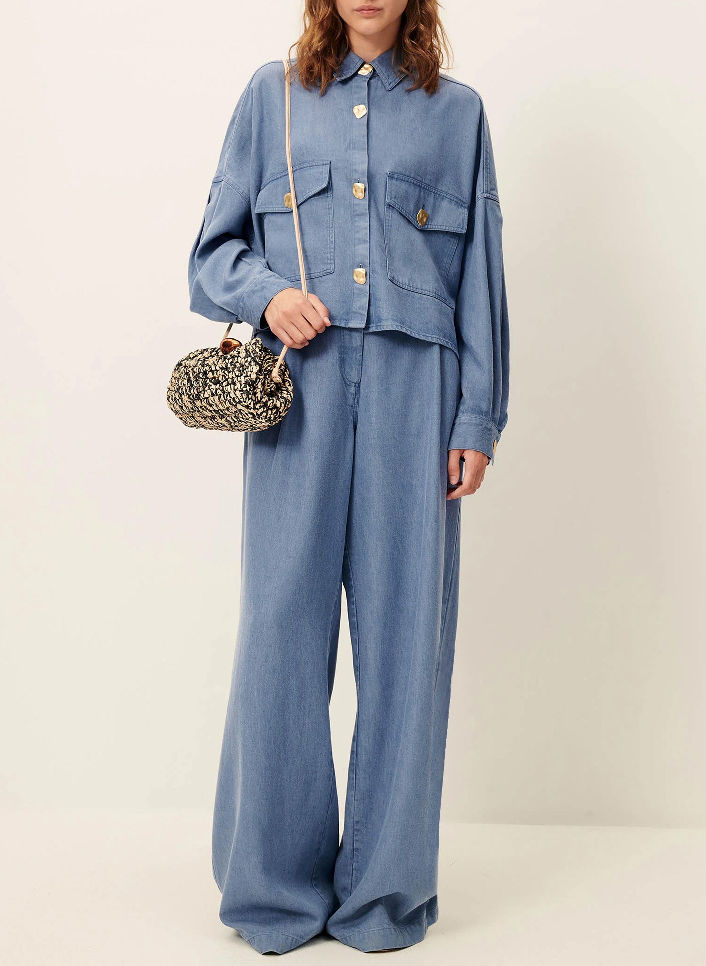 Pantalon large taille haute provenco blue SESSUN Bleu