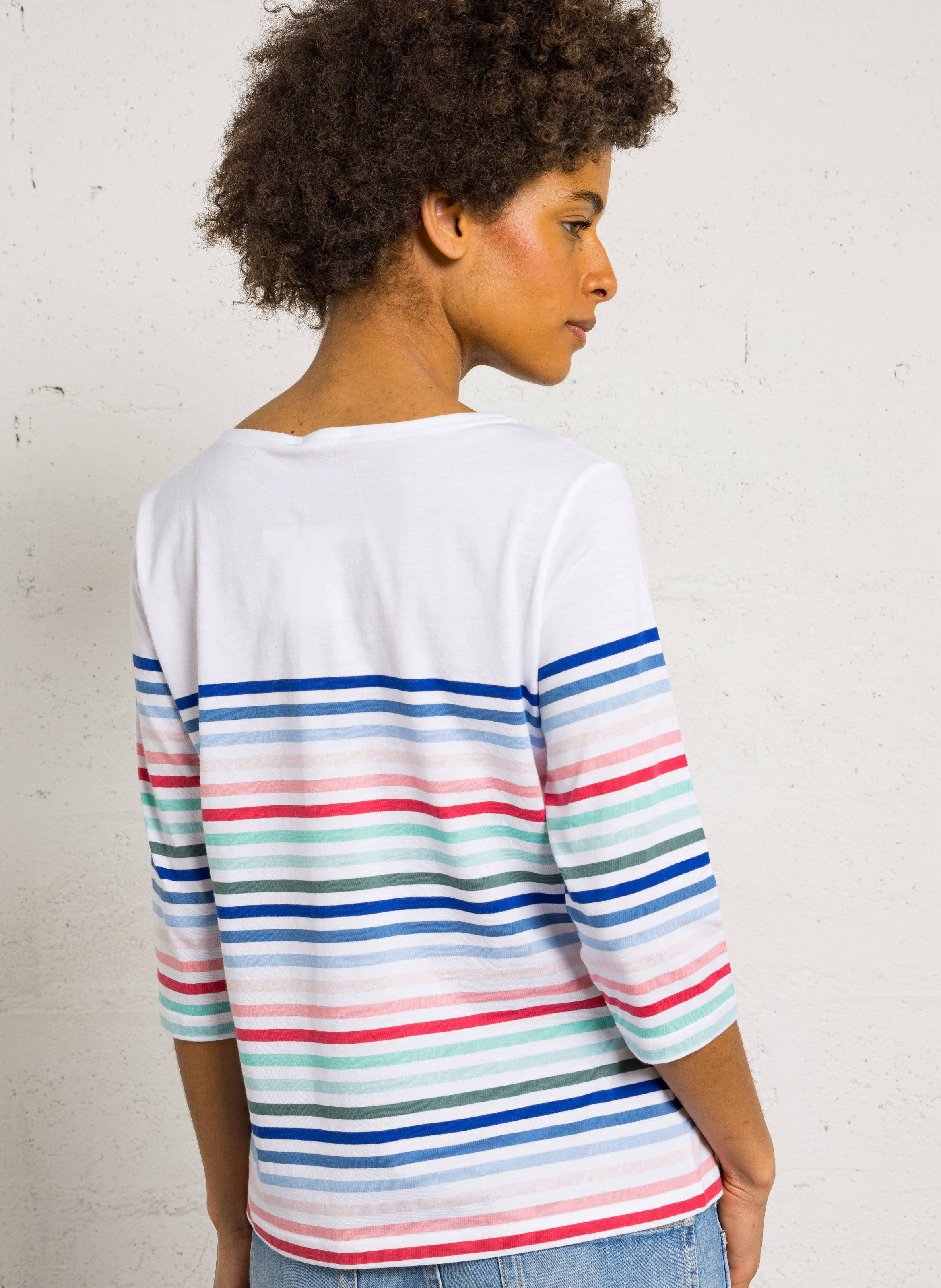 Tee-shirt droit col rond en coton ARMOR-LUX Blanc