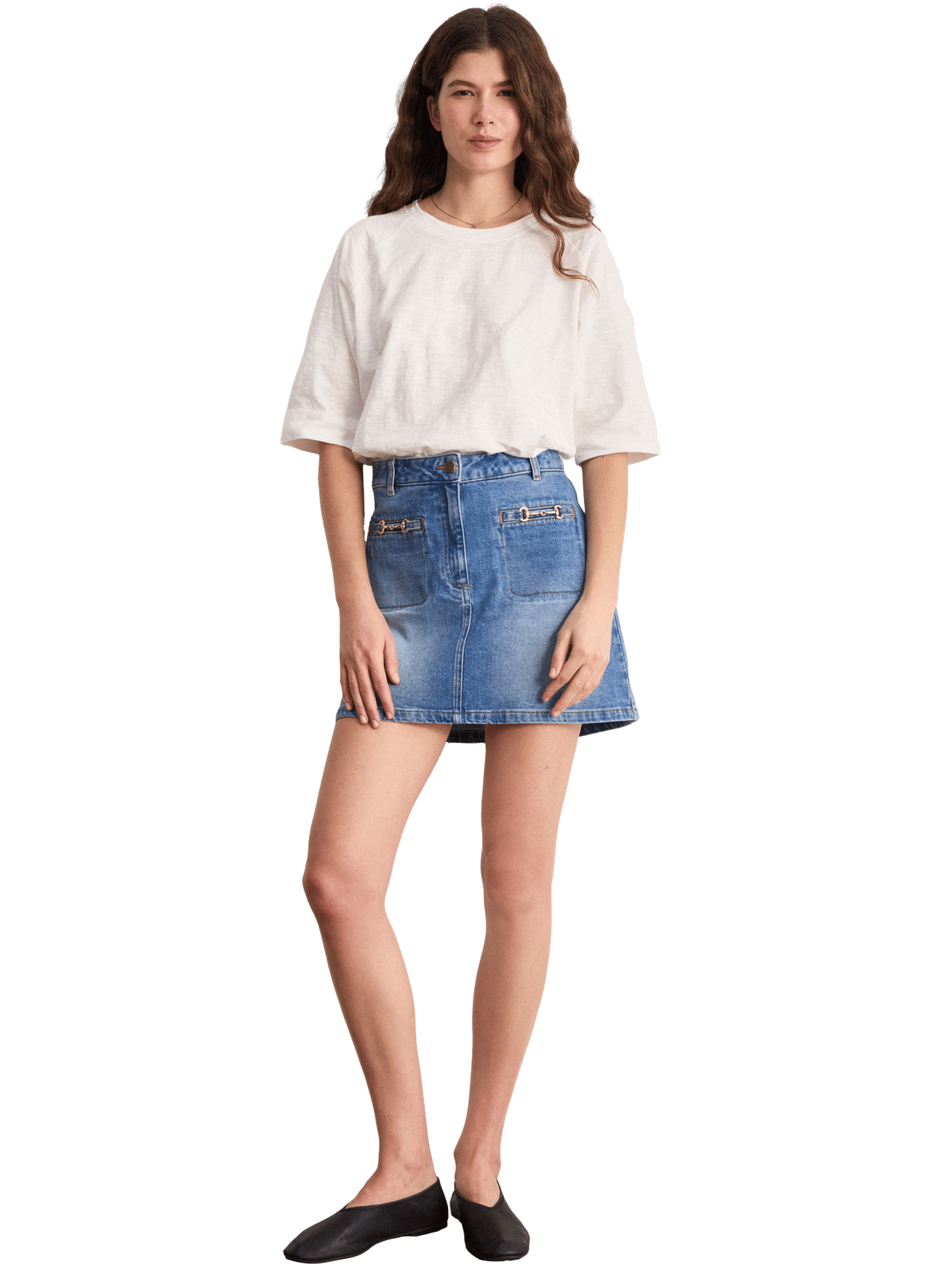 Jupe courte en denim à mors - natia PABLO Bleu