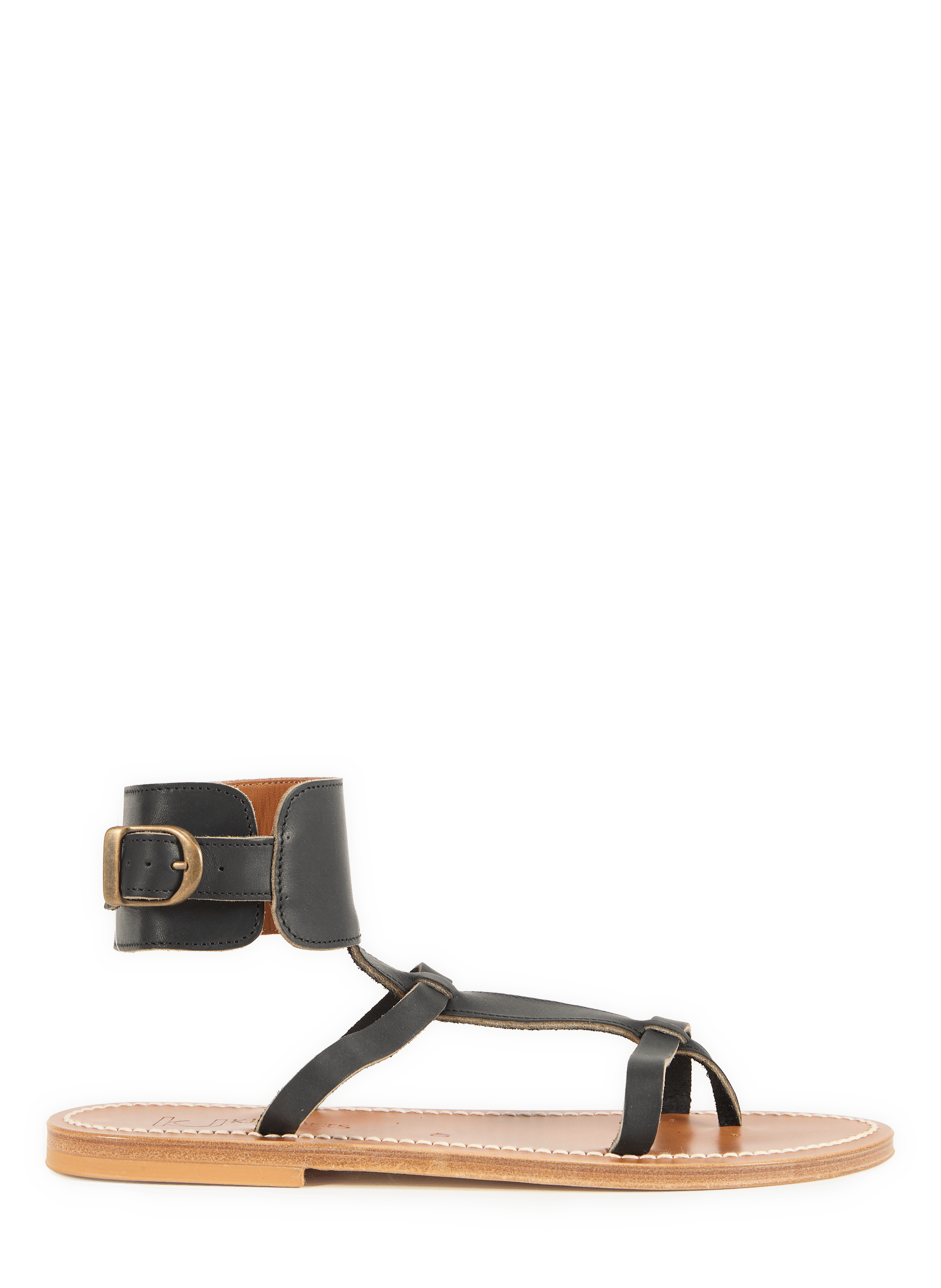 Flat leather sandals by Caravelle K. JACQUES Black