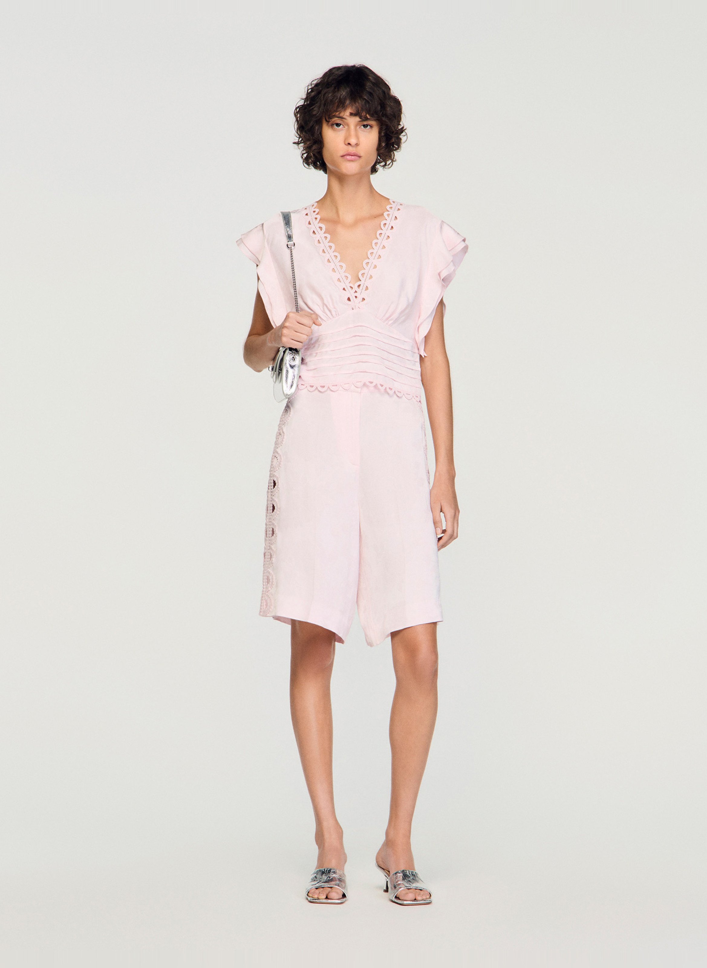 Bermuda en jacquard fleurs SANDRO Rose