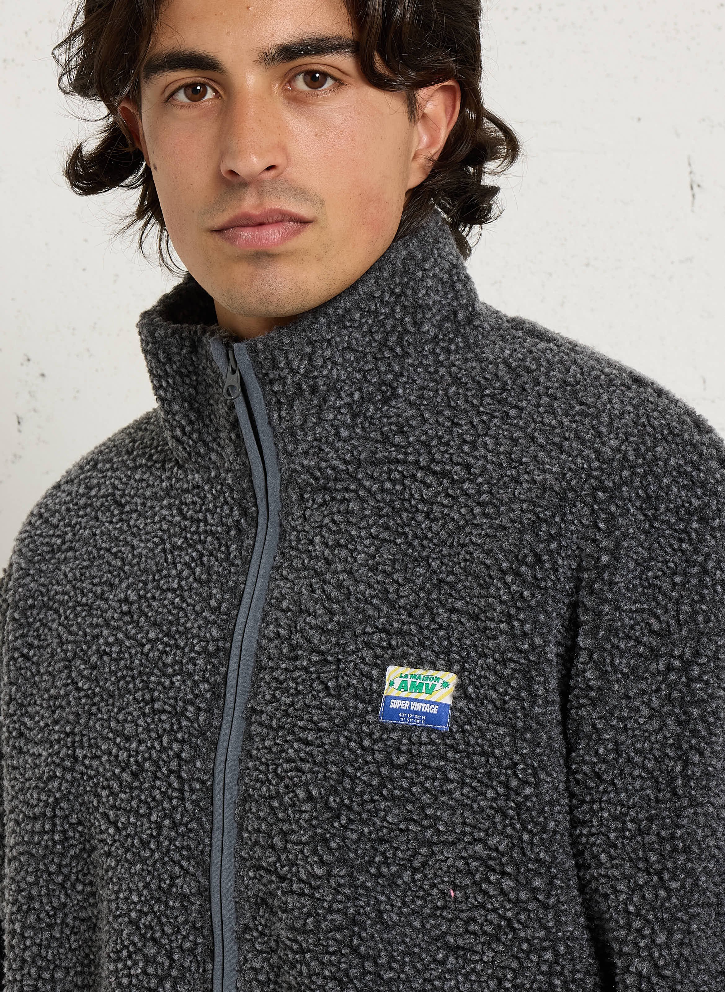 Veste col montant en sherpa hoktown AMERICAN VINTAGE Gris