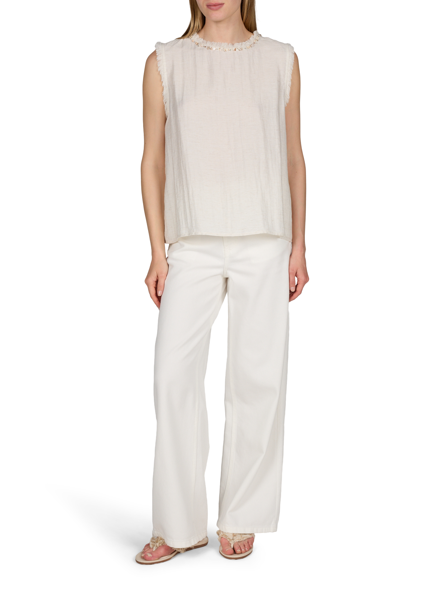 Top Lymera sans manches à broderies ARTLOVE Beige