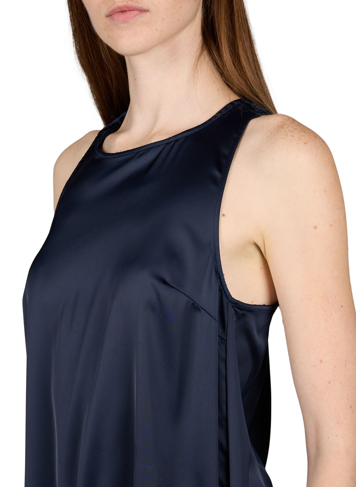 Robe longue sans manches satinée VILA Bleu