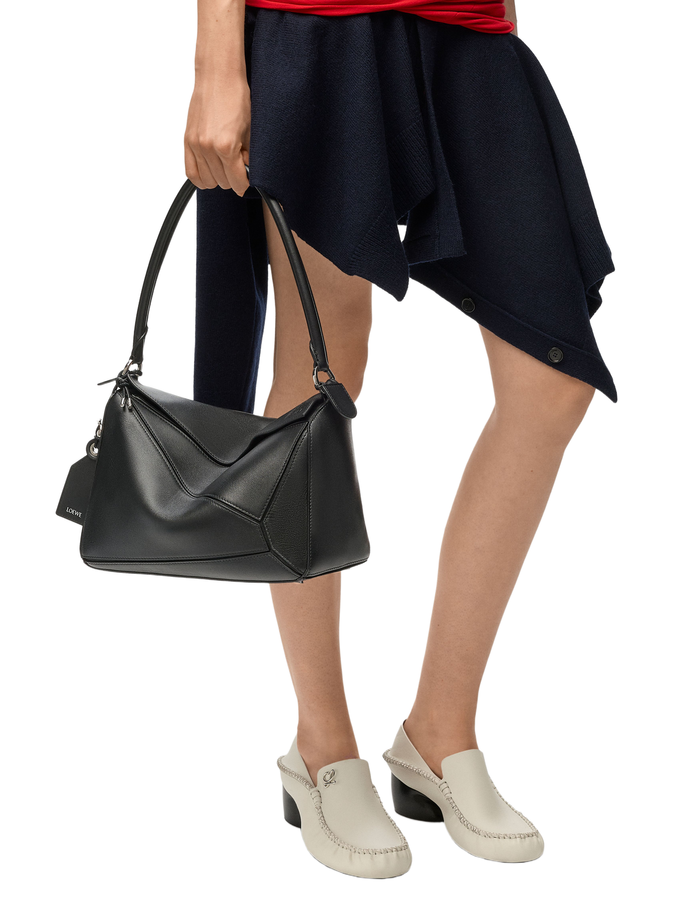 Medium Featherlight Puzzle Bag in Nappa Lambskin Leather LOEWE Black