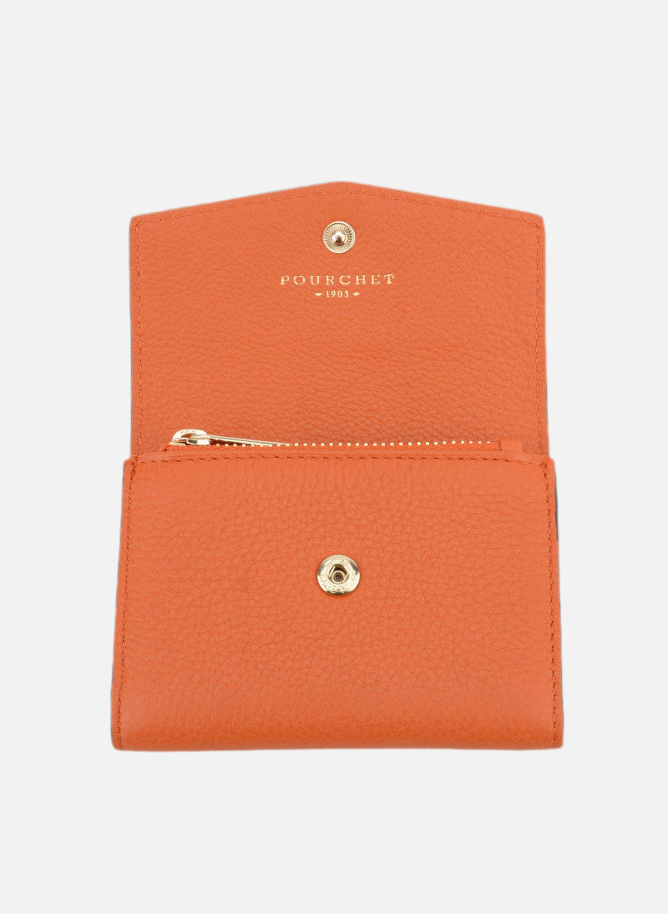 Club | porte-monnaie pm en cuir de veau | Orange POURCHET Femme
