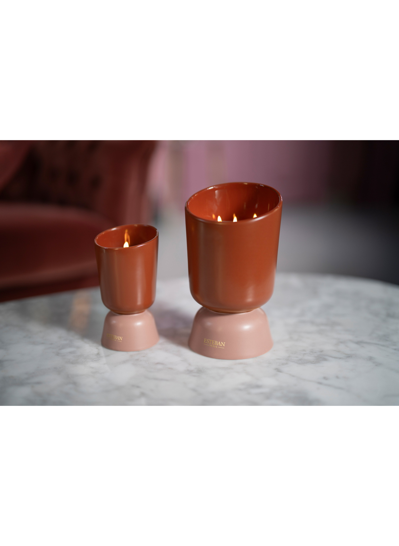 Rechargeable scented candle Teck & Tonka 700g ESTEBAN Brown