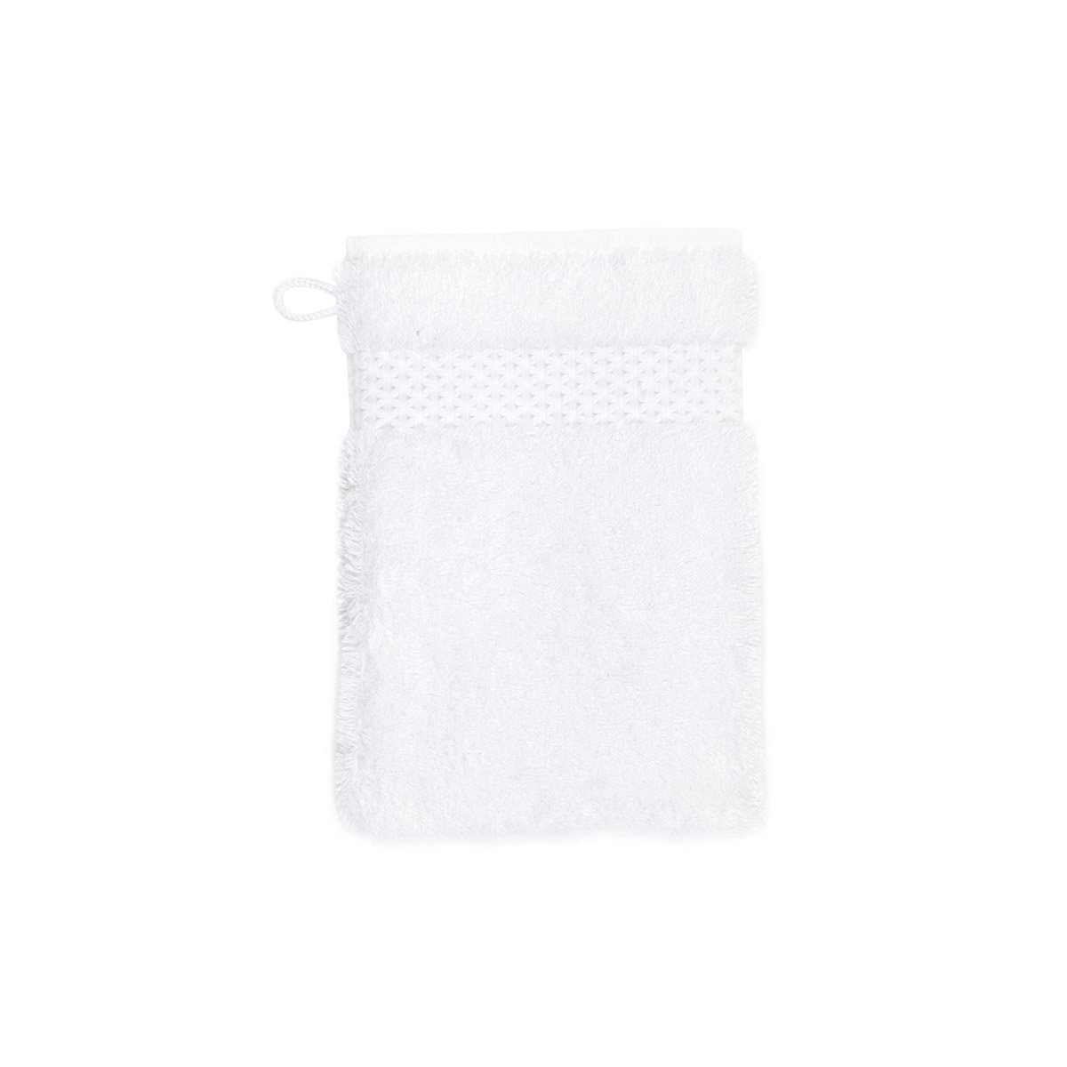 Gant de toilette  en coton modal, etoile  Blanc