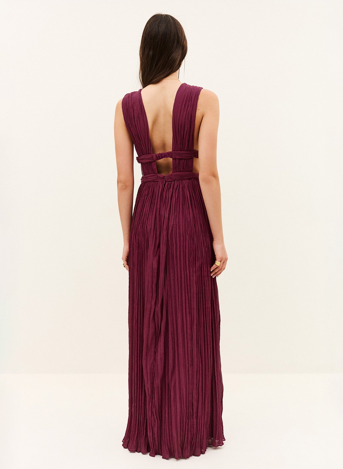 Sleeveless solid pleated long dress Tania BA&SH Pink