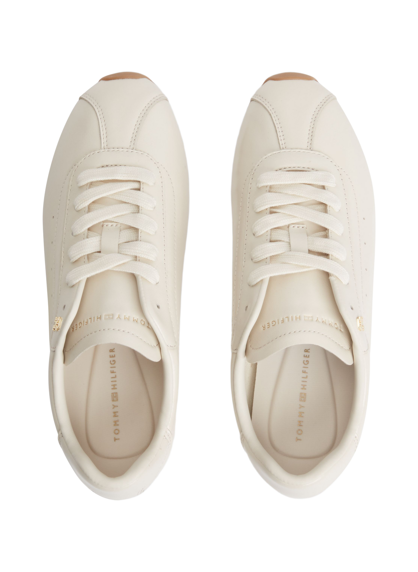 Baskets Bella à détail métallique en cuir TOMMY HILFIGER Beige