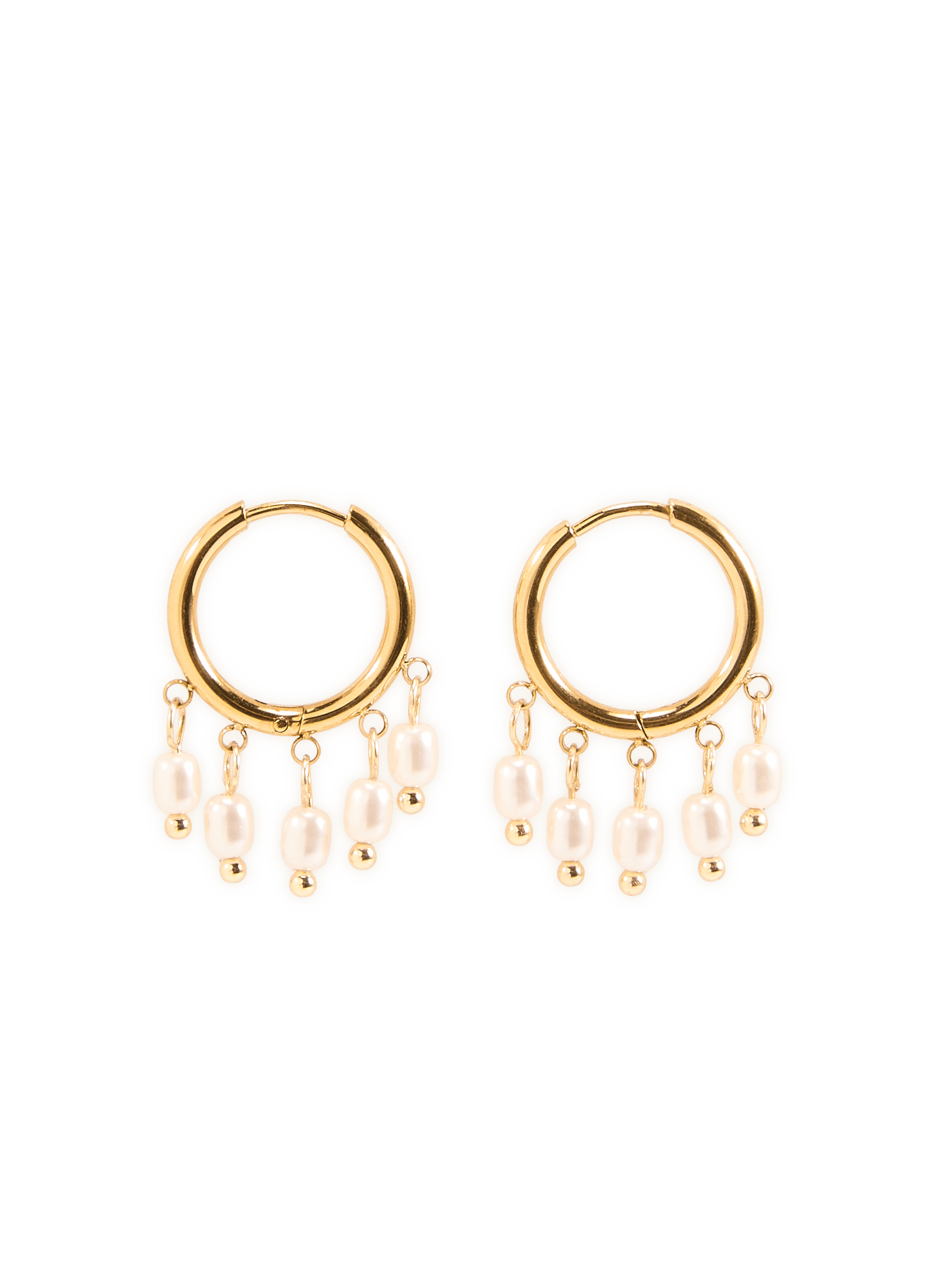 Boucles d'oreilles petites créoles à perles AU PRINTEMPS PARIS Beige