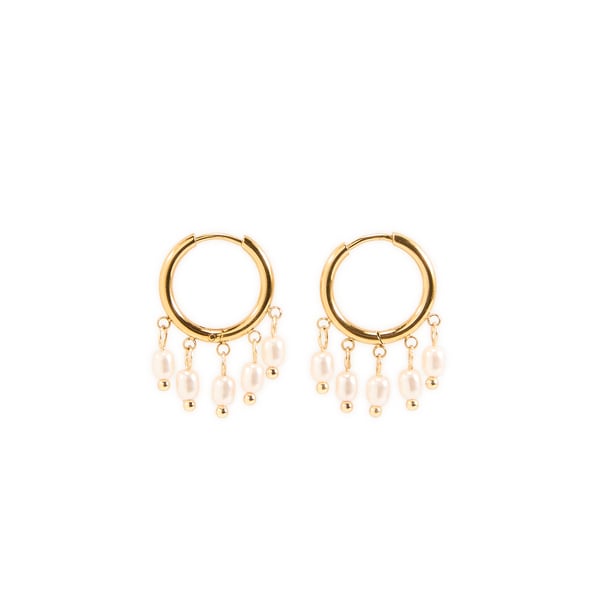 Boucles d'oreilles petites créoles à perles Boucles d'oreilles petites créoles à perles