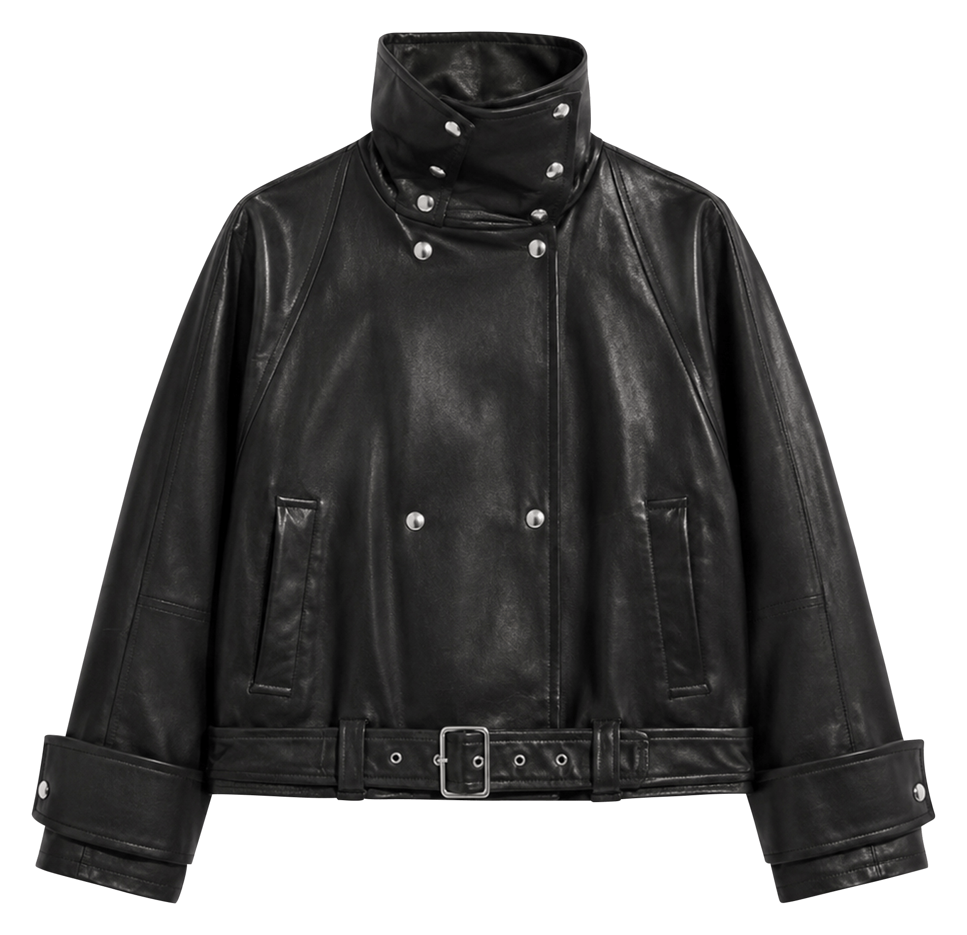 Oversized leren jas in robijnrood IRO Zwart
