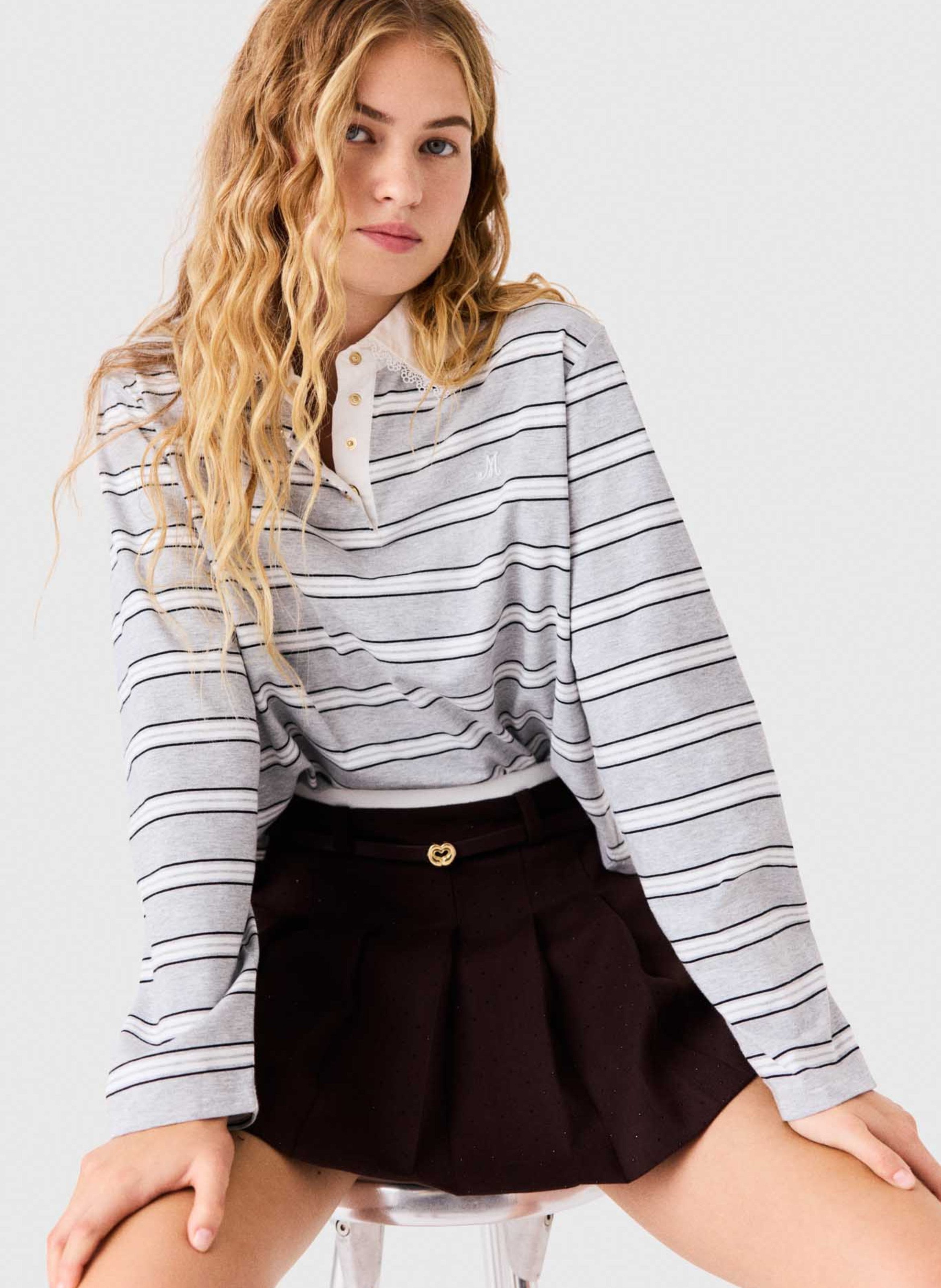 Polo oversize en coton mélangé MAJE Gris