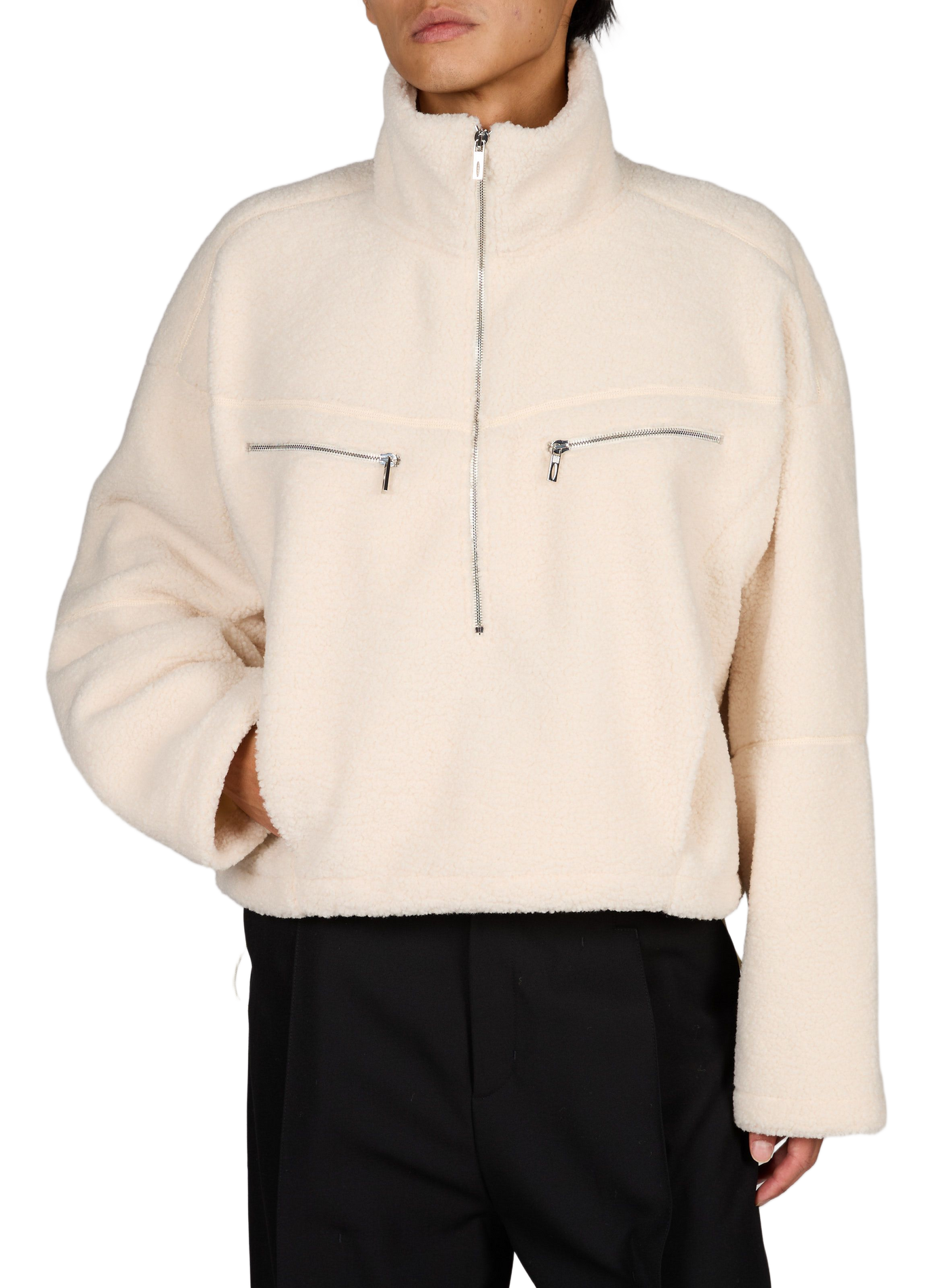 Oversized fluffy high-neck sweatshirt LOUIS GABRIEL NOUCHI Beige
