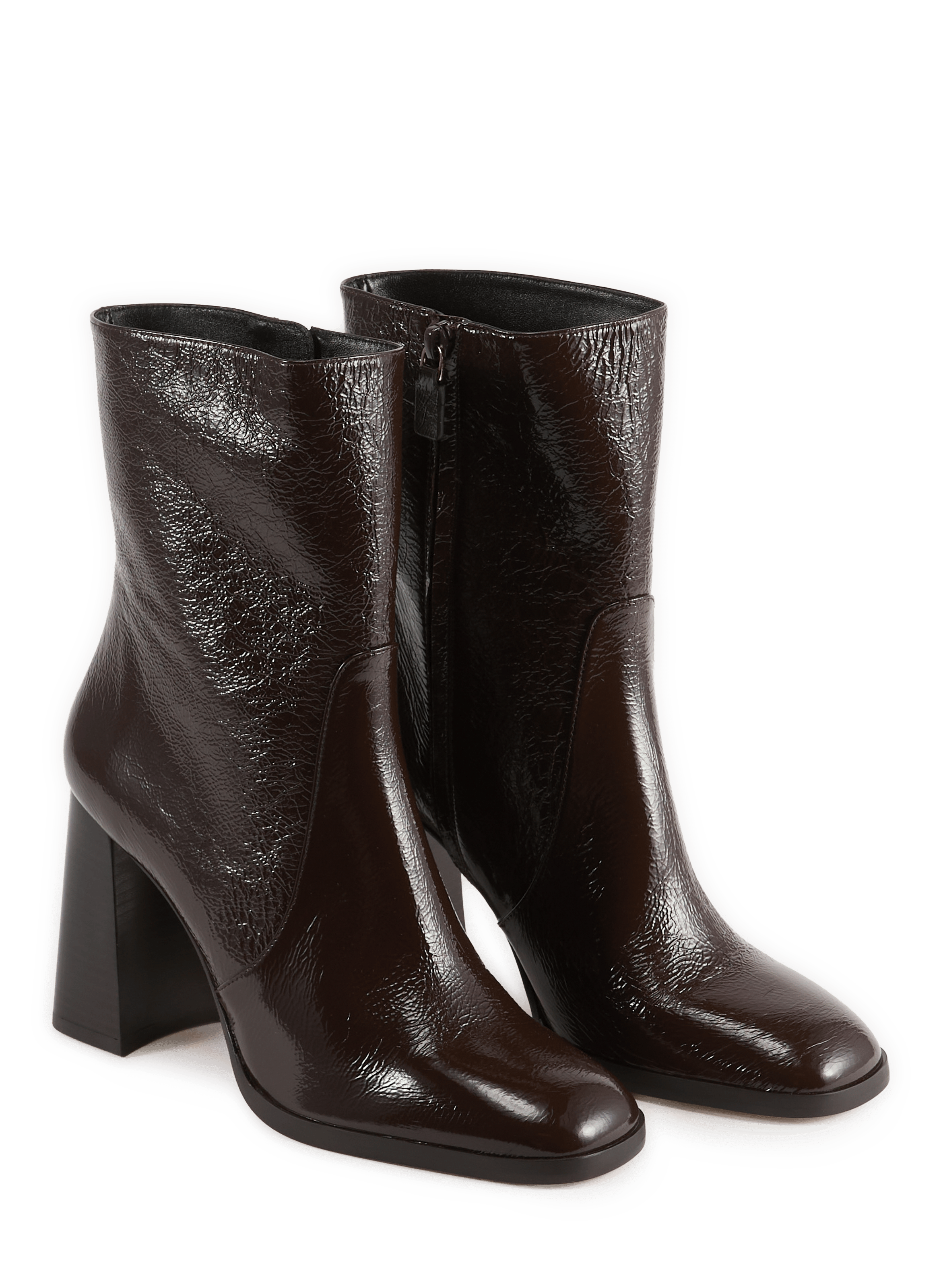 VERA crinkled patent leather ankle boots STUART WEITZMAN Brown