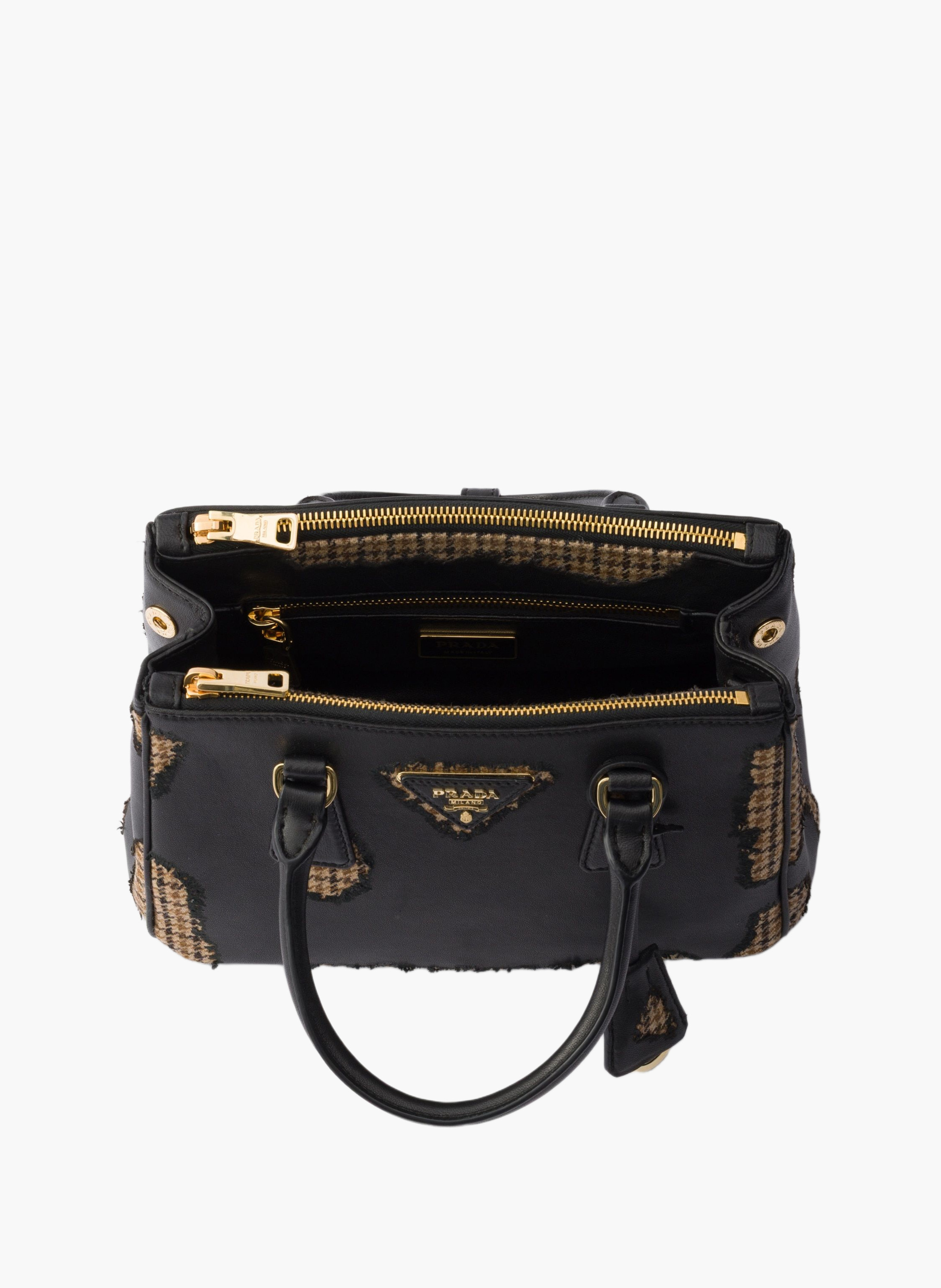 Grand sac prada galleria en cuir nappa et laine PRADA Noir