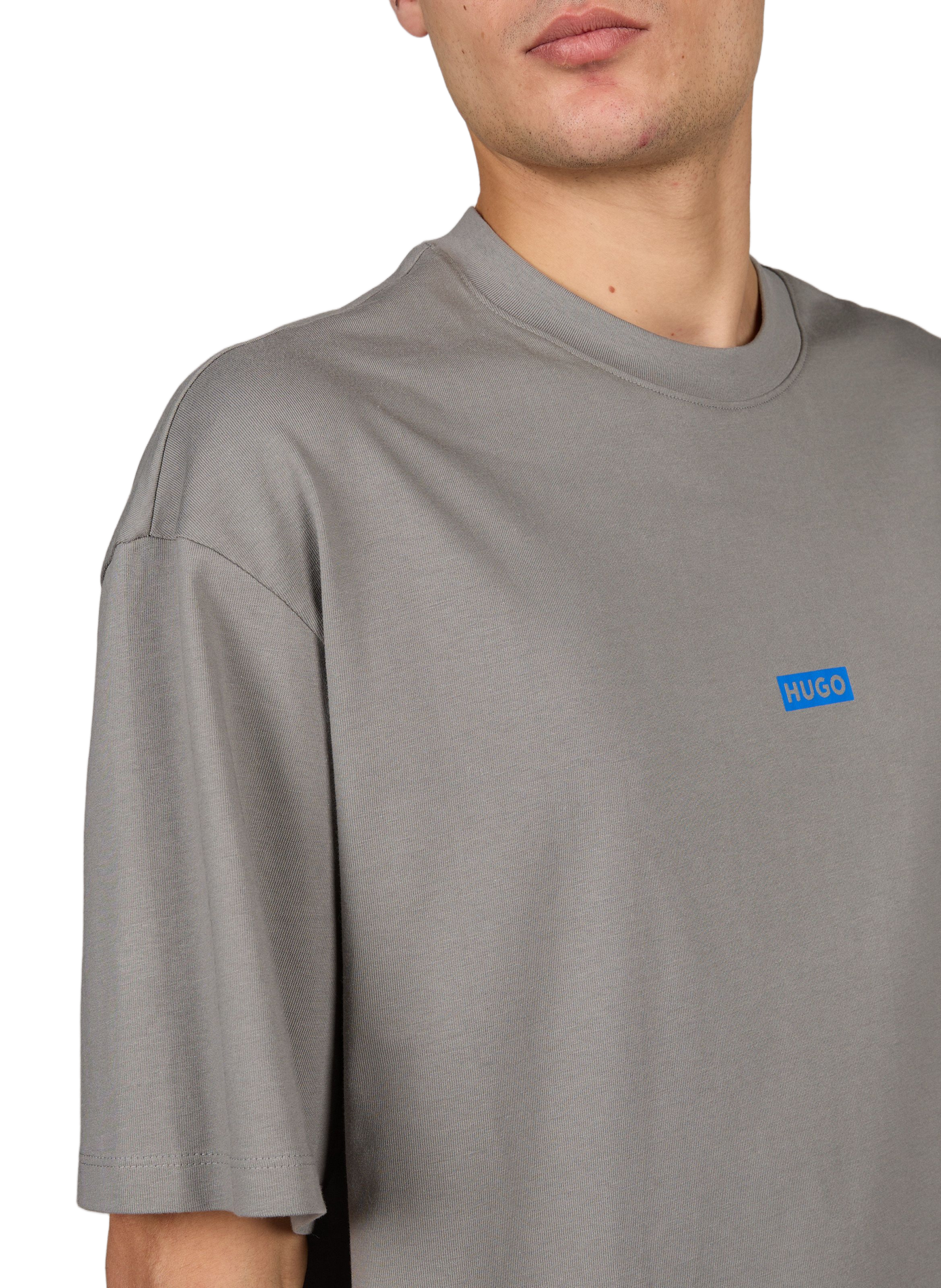 Kurzarm T-Shirt mit Baumwolldruck HUGO BLUE Grau