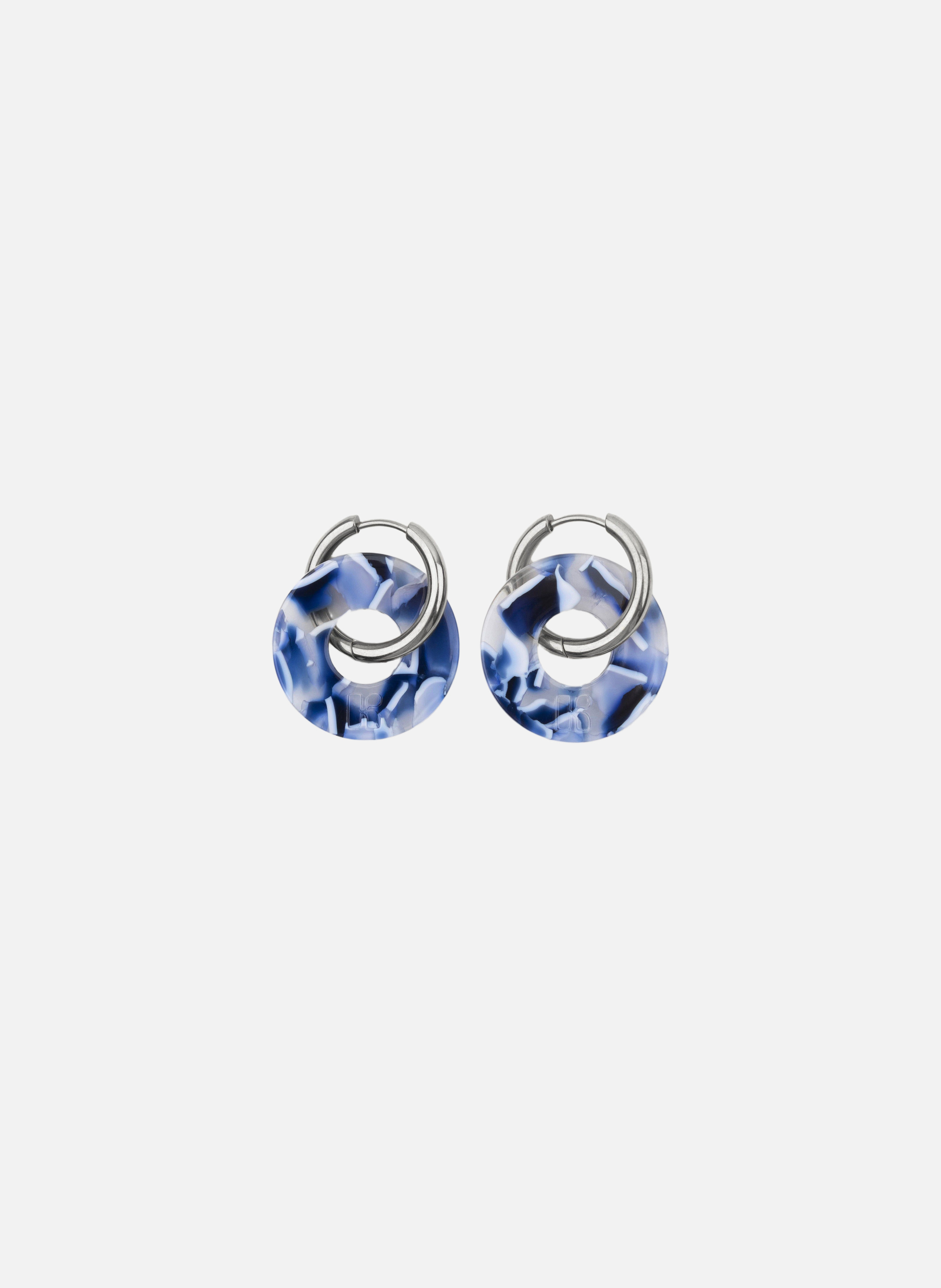 Boucles d'oreilles donuts avec anneaux en acier inoxydable argenté  Océan
