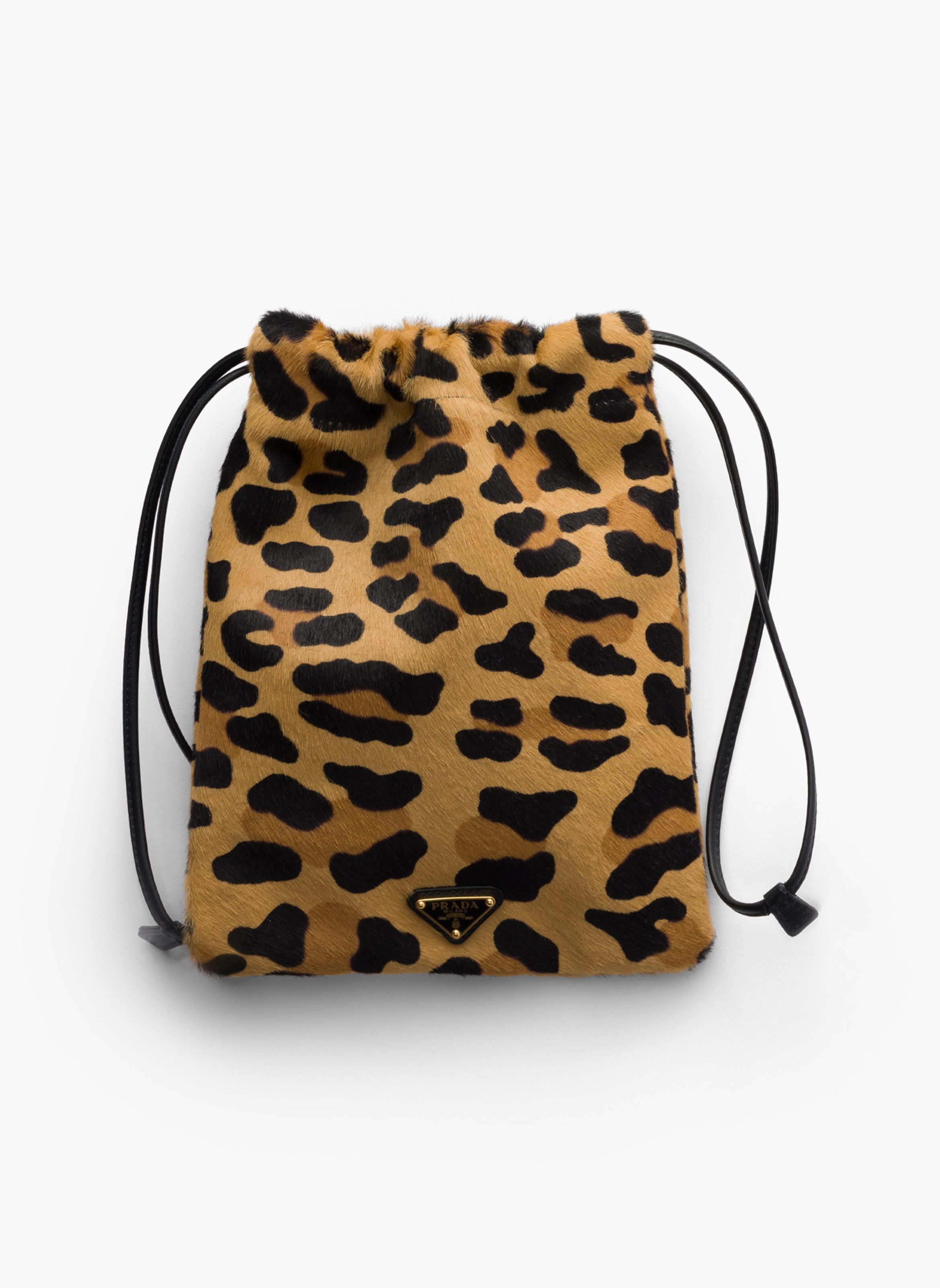 Pochette pour smartphone en cuir de veau imprimé PRADA Beige