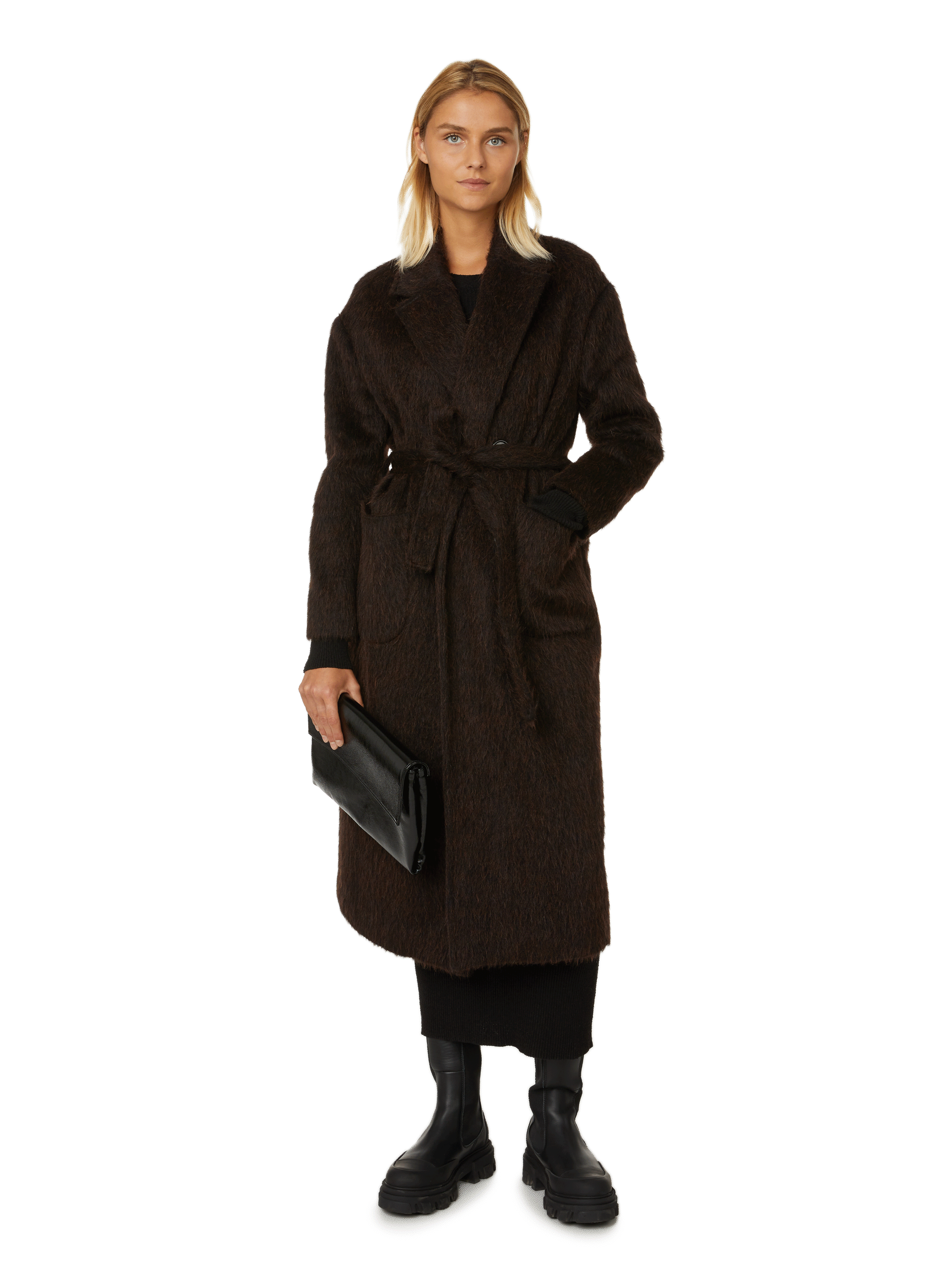 Manteau effet fourrure en laine et alpaga SAISON 1865 Marron