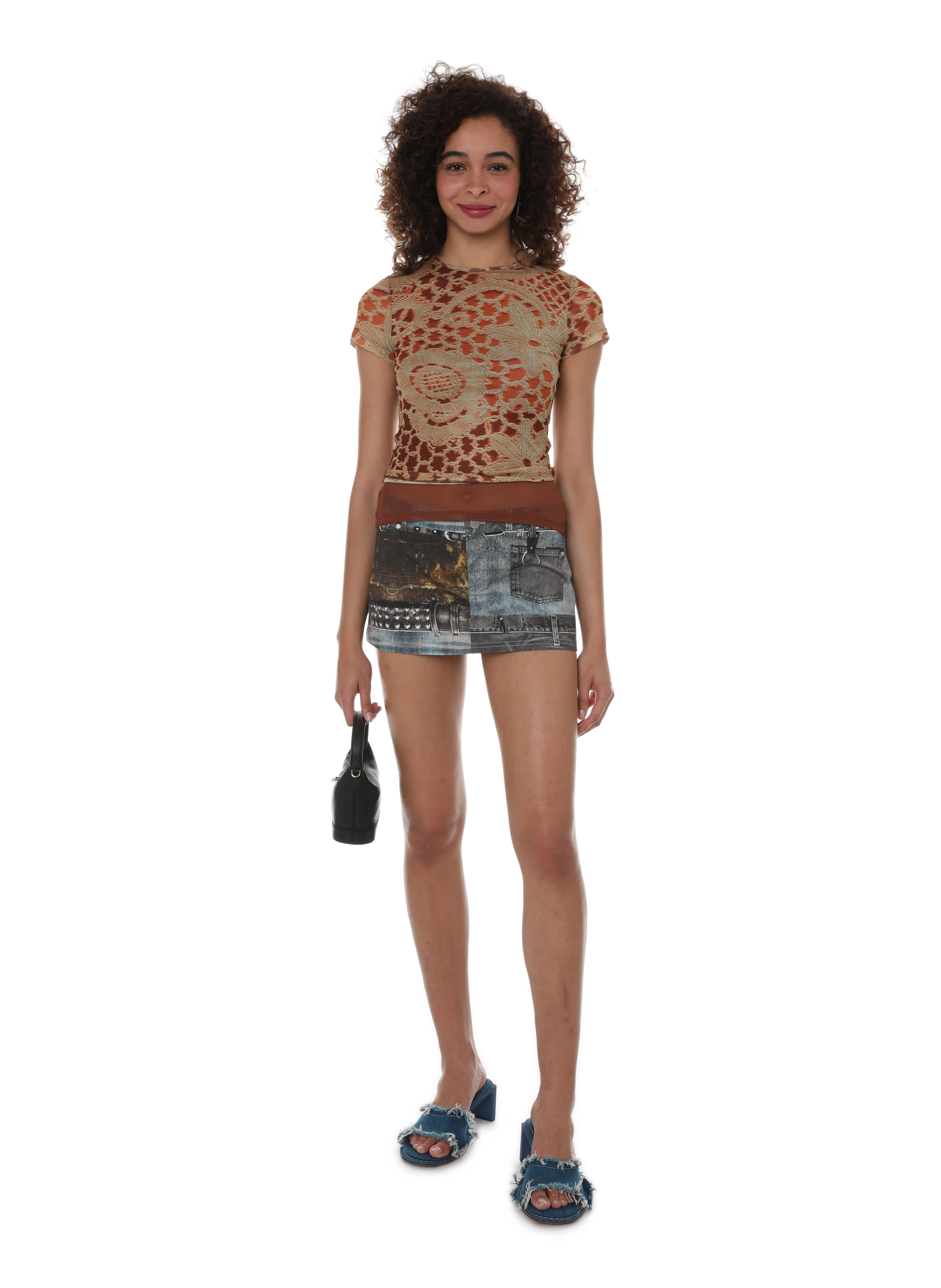 Printed mini skirt MIAOU Black