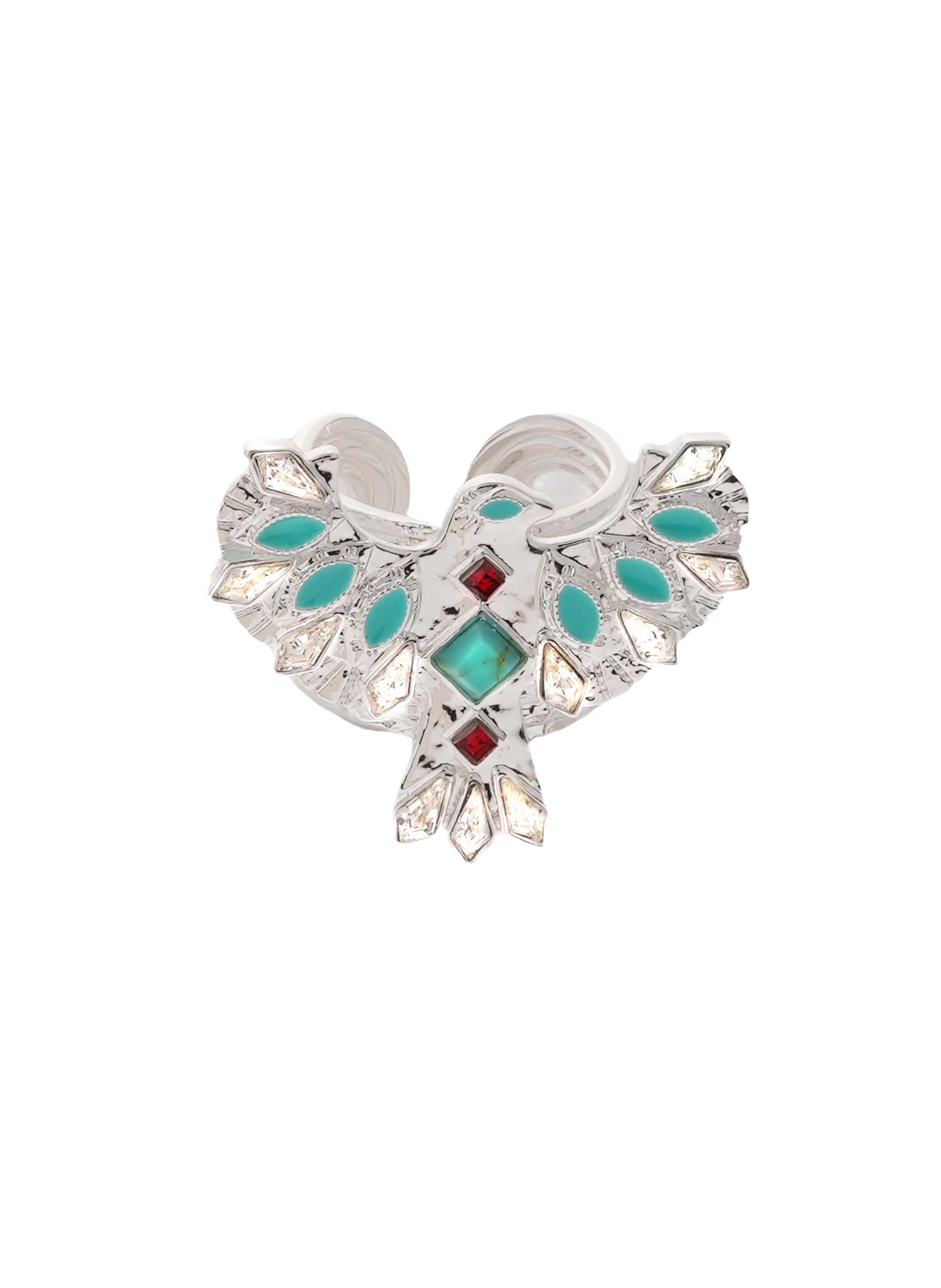 Bague ajustable avec cabochon central avec strass mangrov HIPANEMA Argent